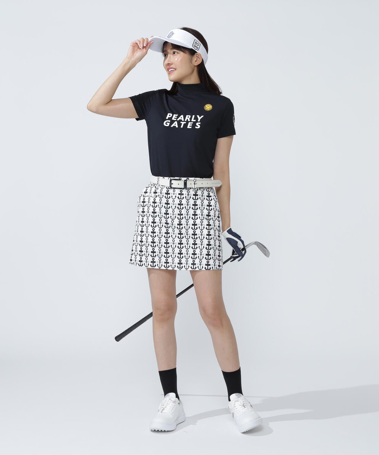 Nyストレッチドビースカート ＜ロゴアンカー柄＞