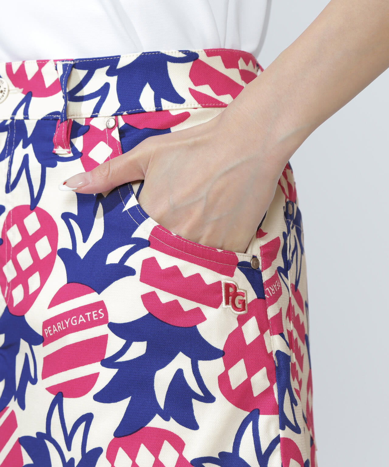 Peドビーストレッチ P&I 5ポケットスカート ＜パイナップル柄＞