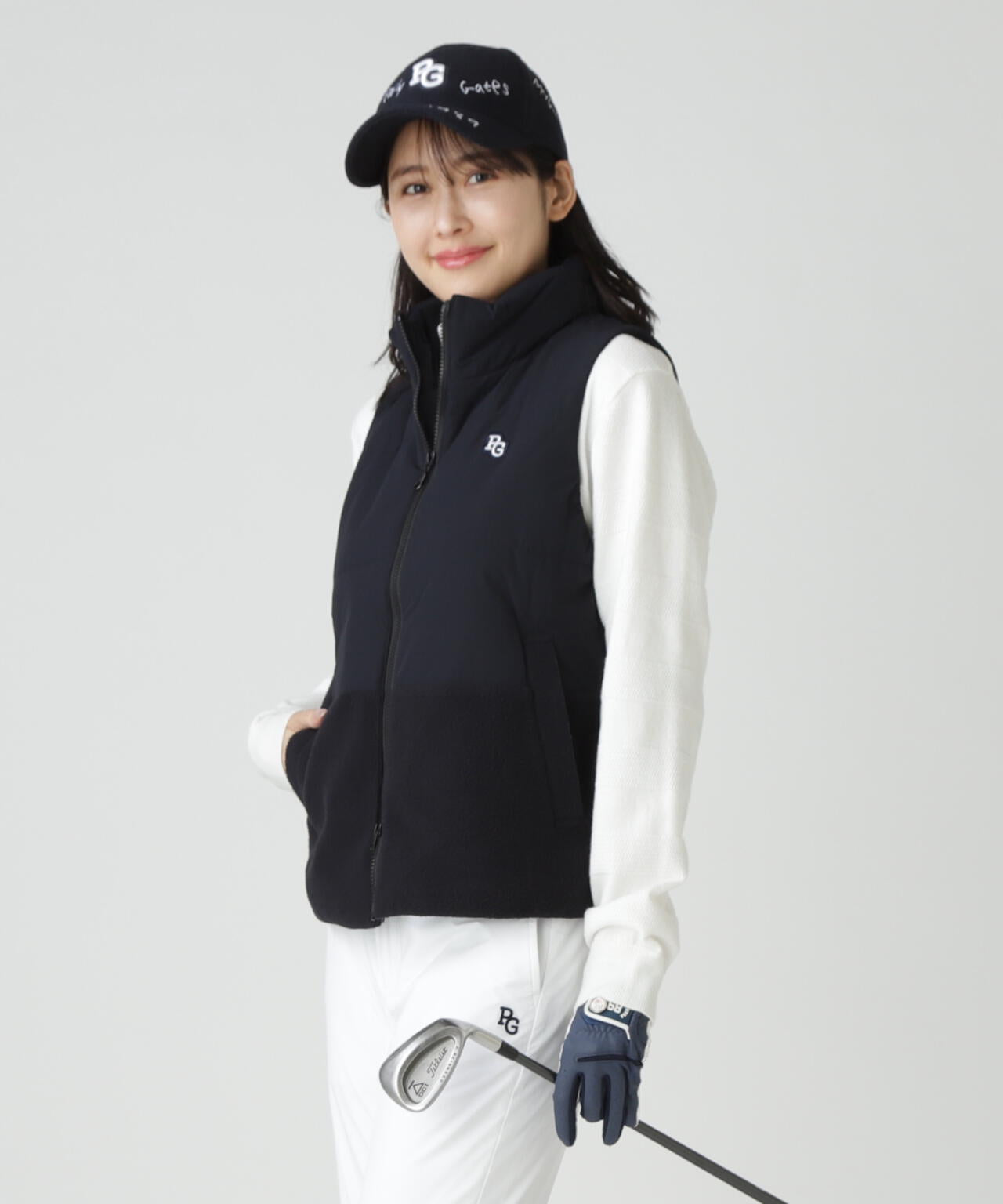 PGG パーリーゲイツ　中綿ベスト 合繊×フリース片面起毛 中綿フルジップアップベスト | PEARLY GATES