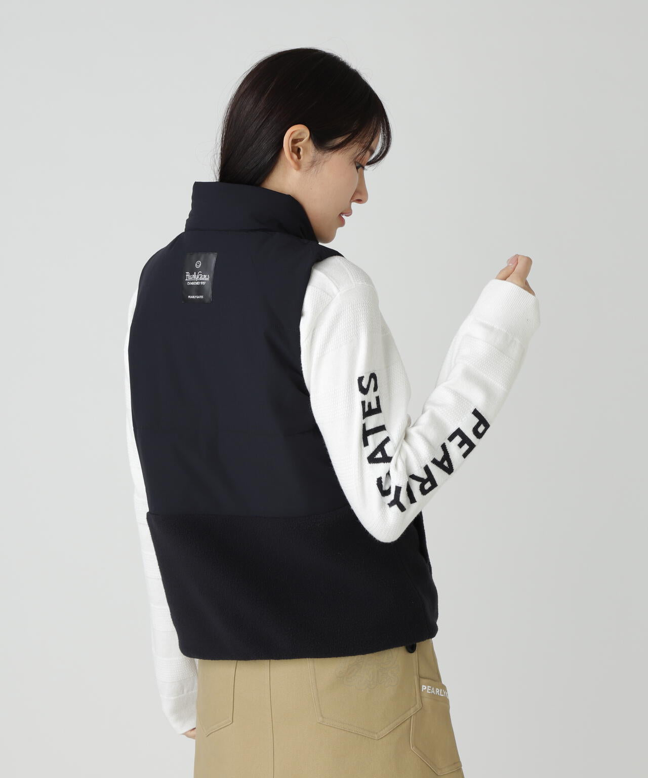 合繊×フリース片面起毛 中綿フルジップアップベスト