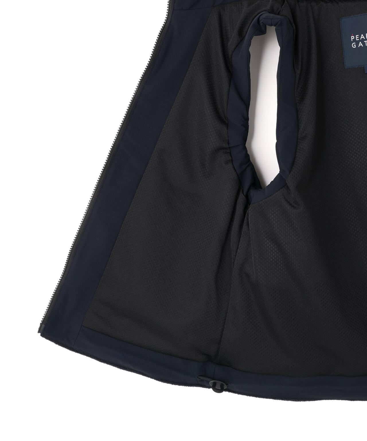 合繊×フリース片面起毛 中綿フルジップアップベスト