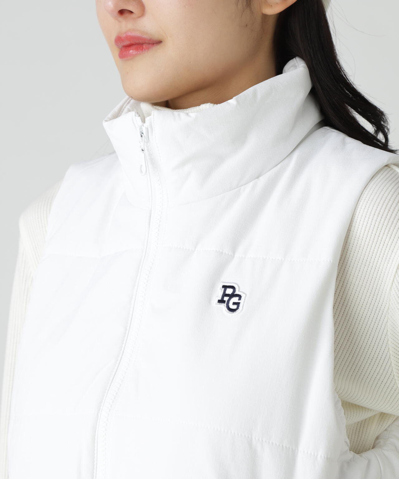 合繊×フリース片面起毛中綿フルジップアップベスト ＜ストリート花柄＞