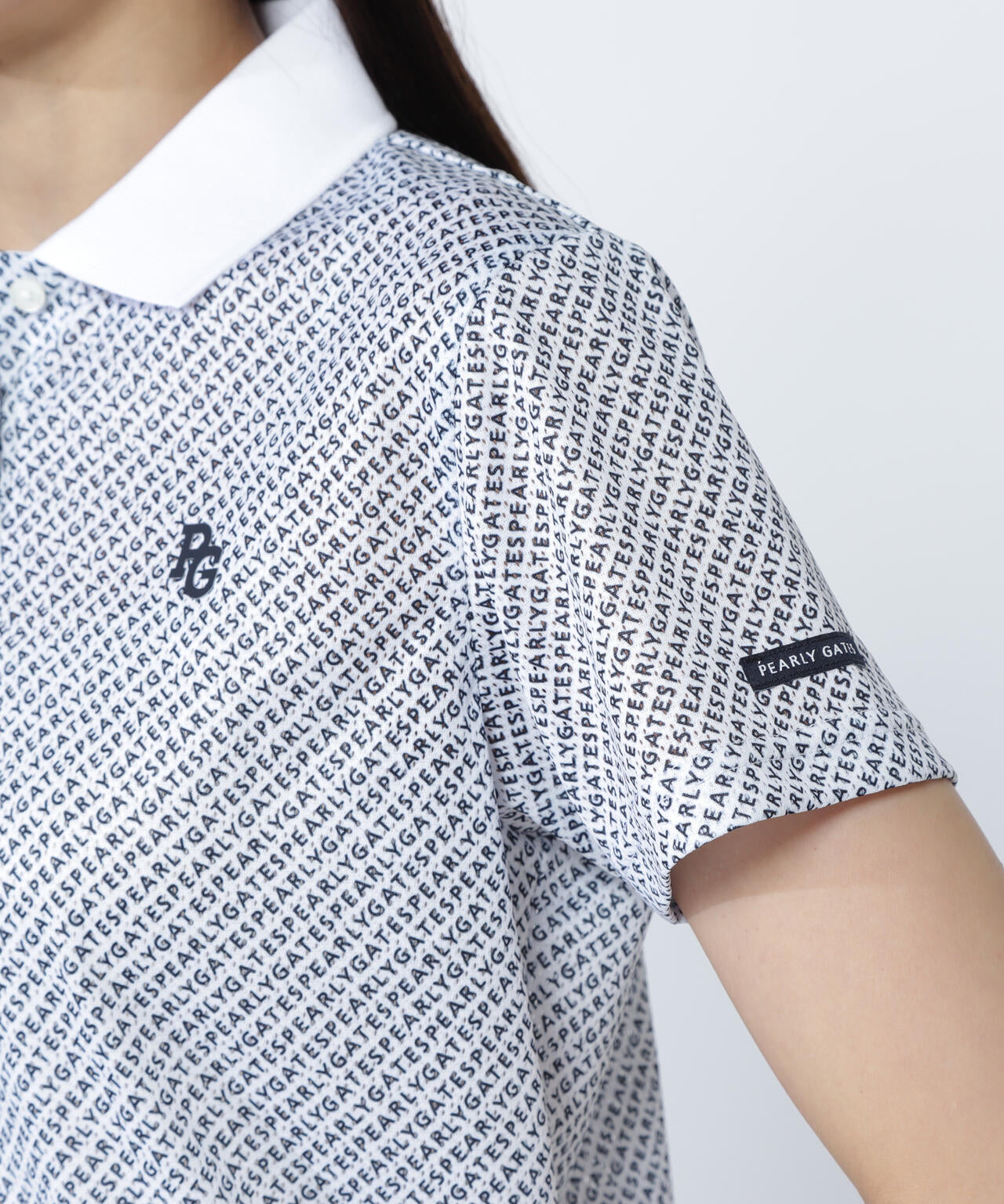 KAZEメッシュ半袖ポロシャツ ＜ロゴバイヤスボーダー柄＞