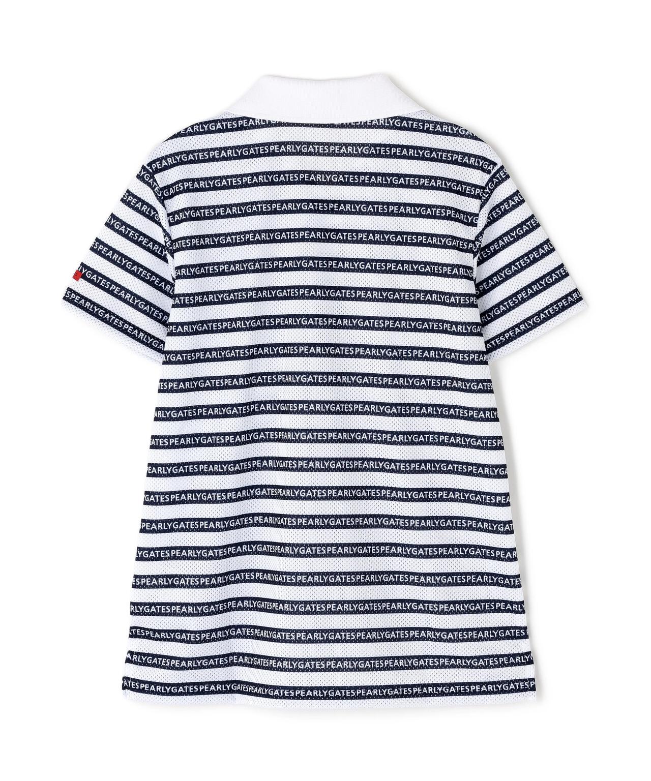 KAZEメッシュ半袖ポロシャツ ＜ロゴボーダー柄＞