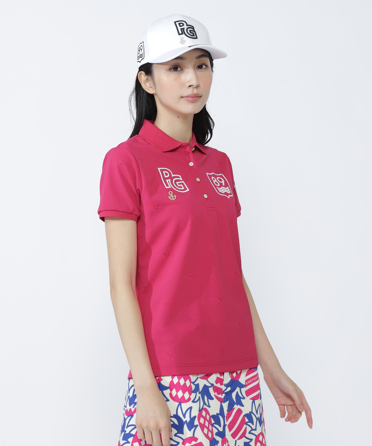 ストレッチカノコアンカージャガード半袖ポロシャツ