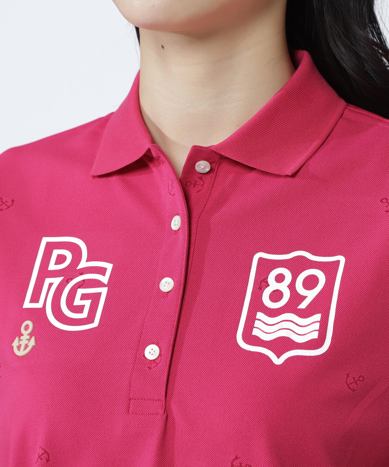 ストレッチカノコアンカージャガード半袖ポロシャツ