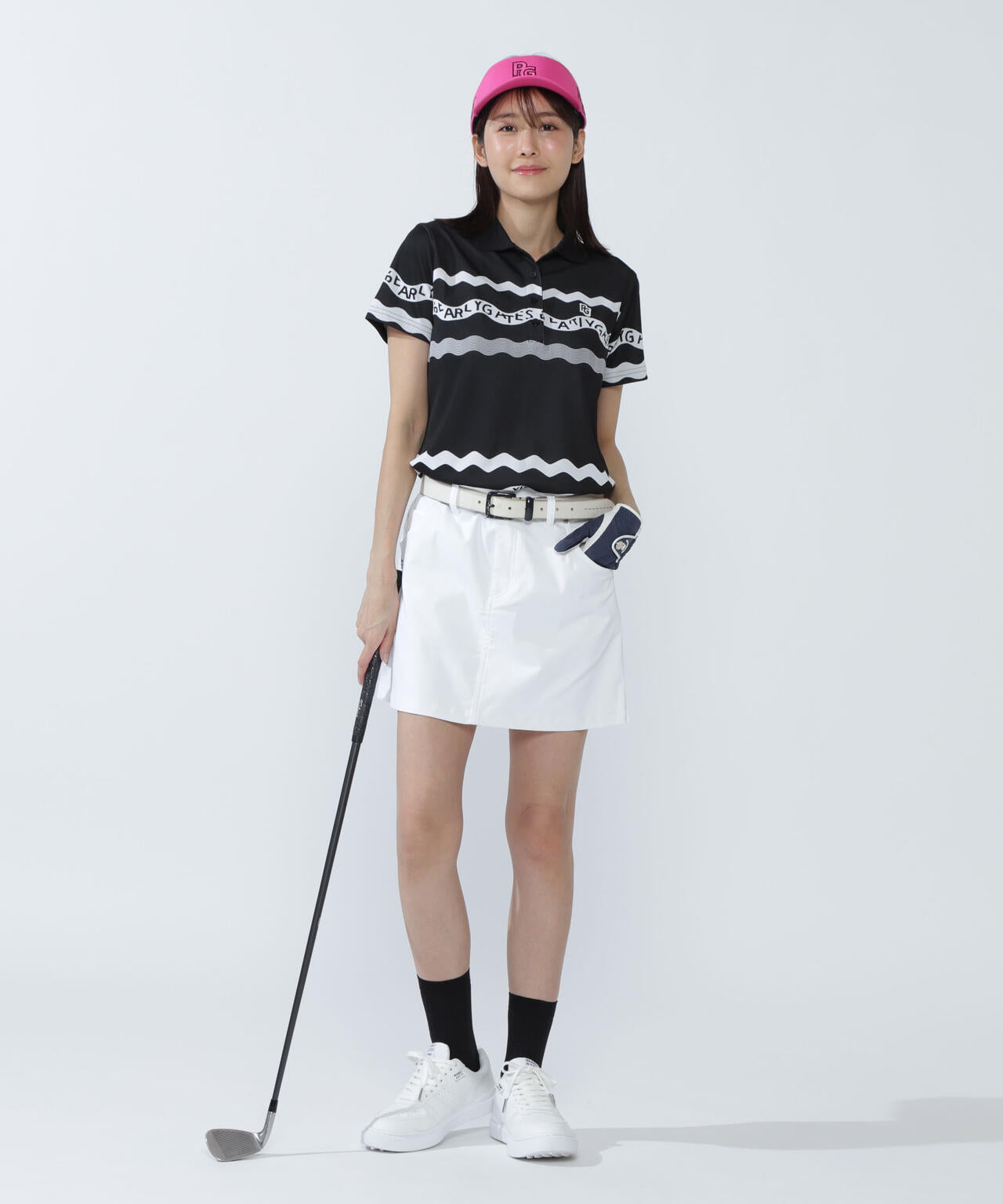 36Gパネルジャガード半袖ポロシャツ ＜ウェーブロゴボーダー柄＞