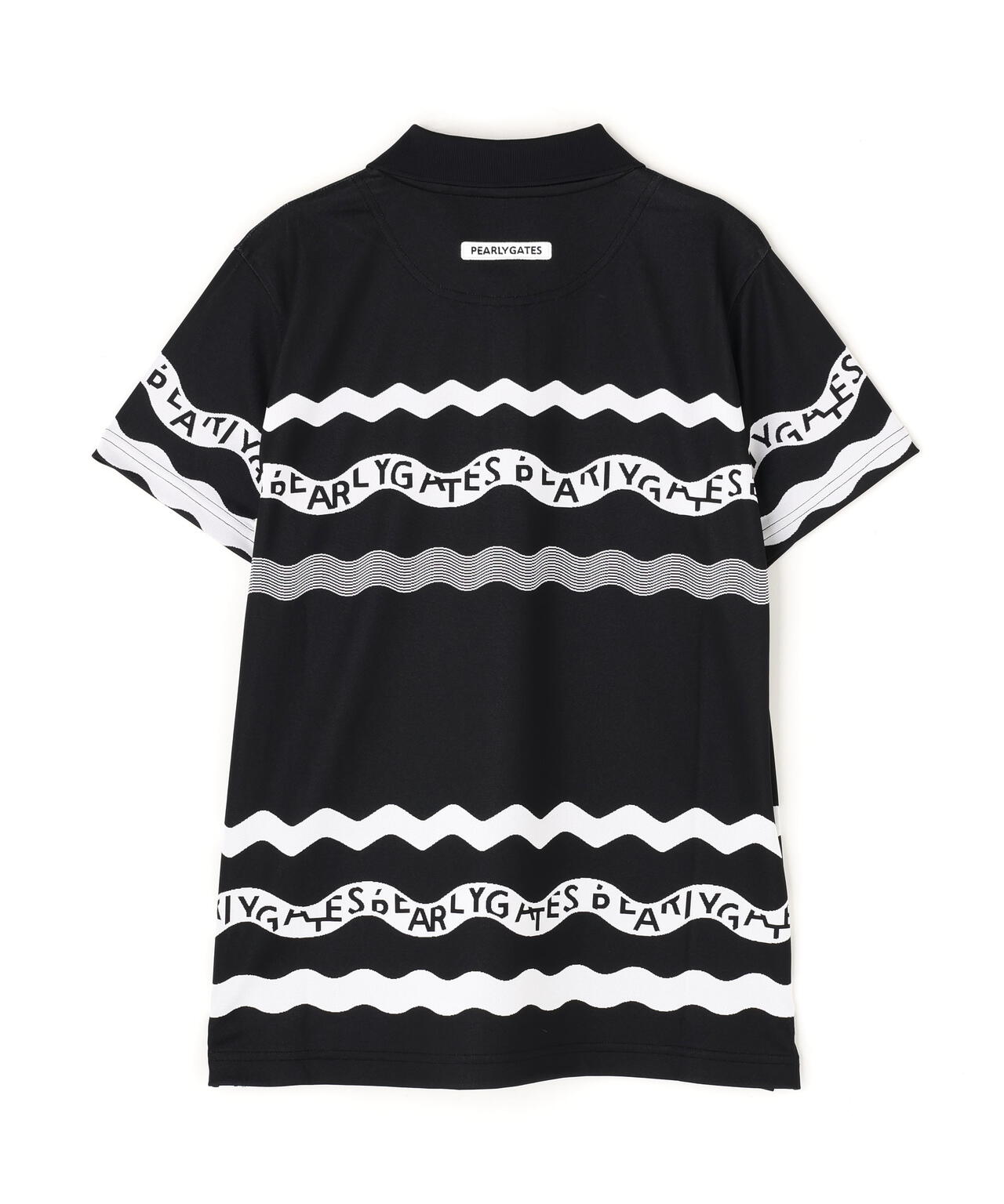 36Gパネルジャガード半袖ポロシャツ ＜ウェーブロゴボーダー柄＞