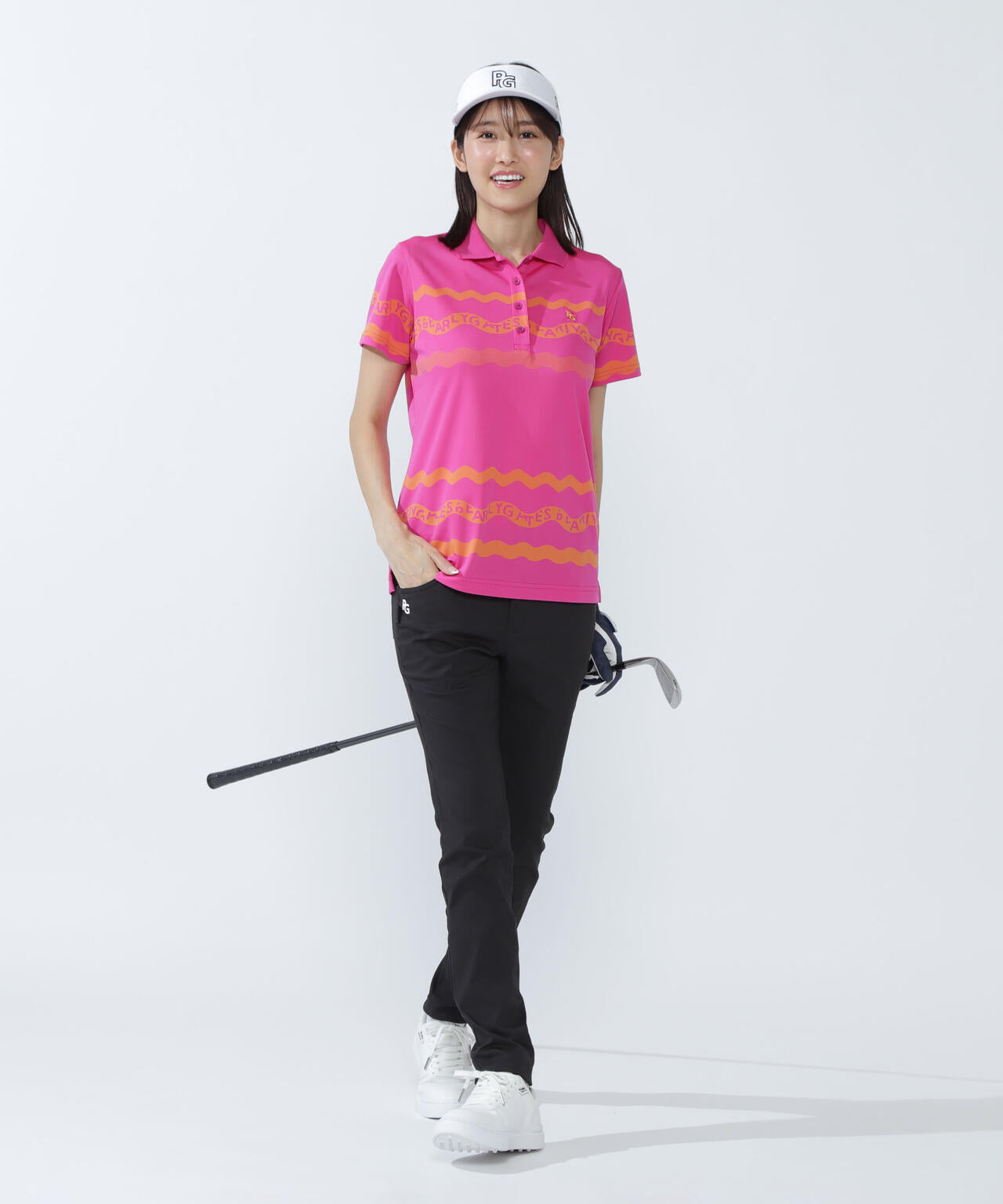 36Gパネルジャガード半袖ポロシャツ ＜ウェーブロゴボーダー柄＞