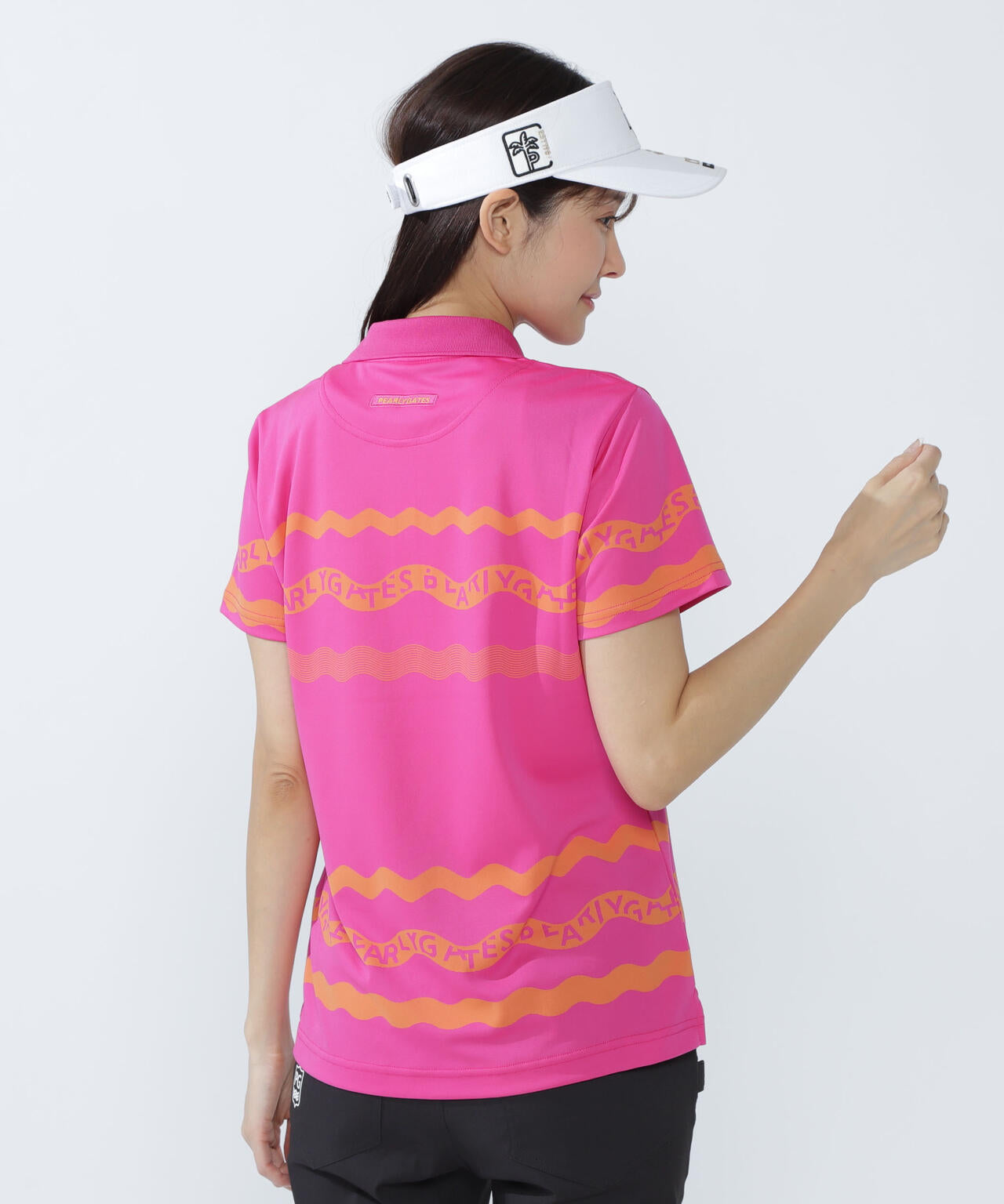 36Gパネルジャガード半袖ポロシャツ ＜ウェーブロゴボーダー柄＞