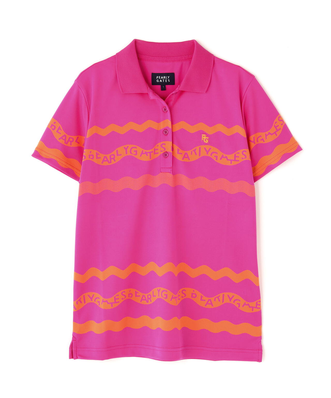 36Gパネルジャガード半袖ポロシャツ ＜ウェーブロゴボーダー柄＞