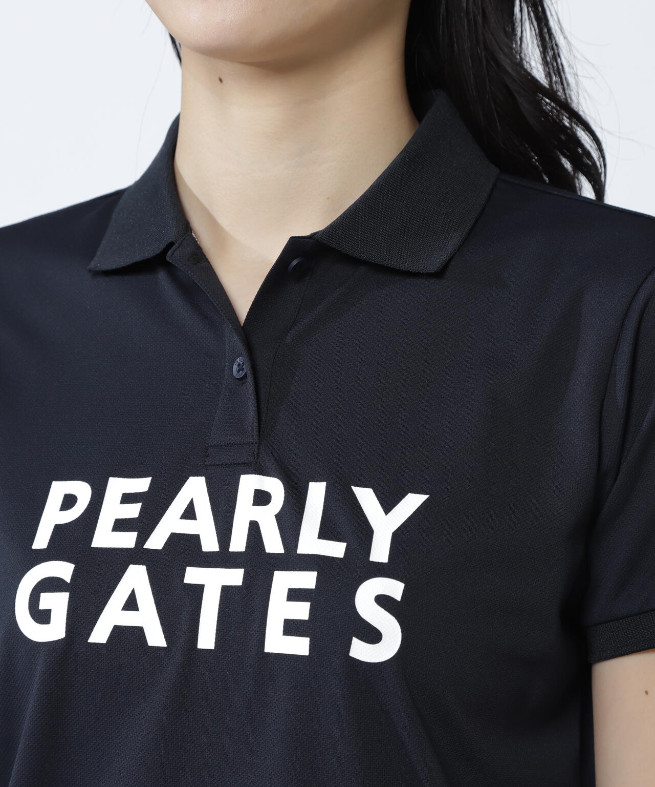 23SS 未使用品✨パーリーゲイツ ストレッチカノコ半袖ポロ バックプリント 1 PG is PG ハイゲージストレッチBOXカノコ半袖ポロシャツ