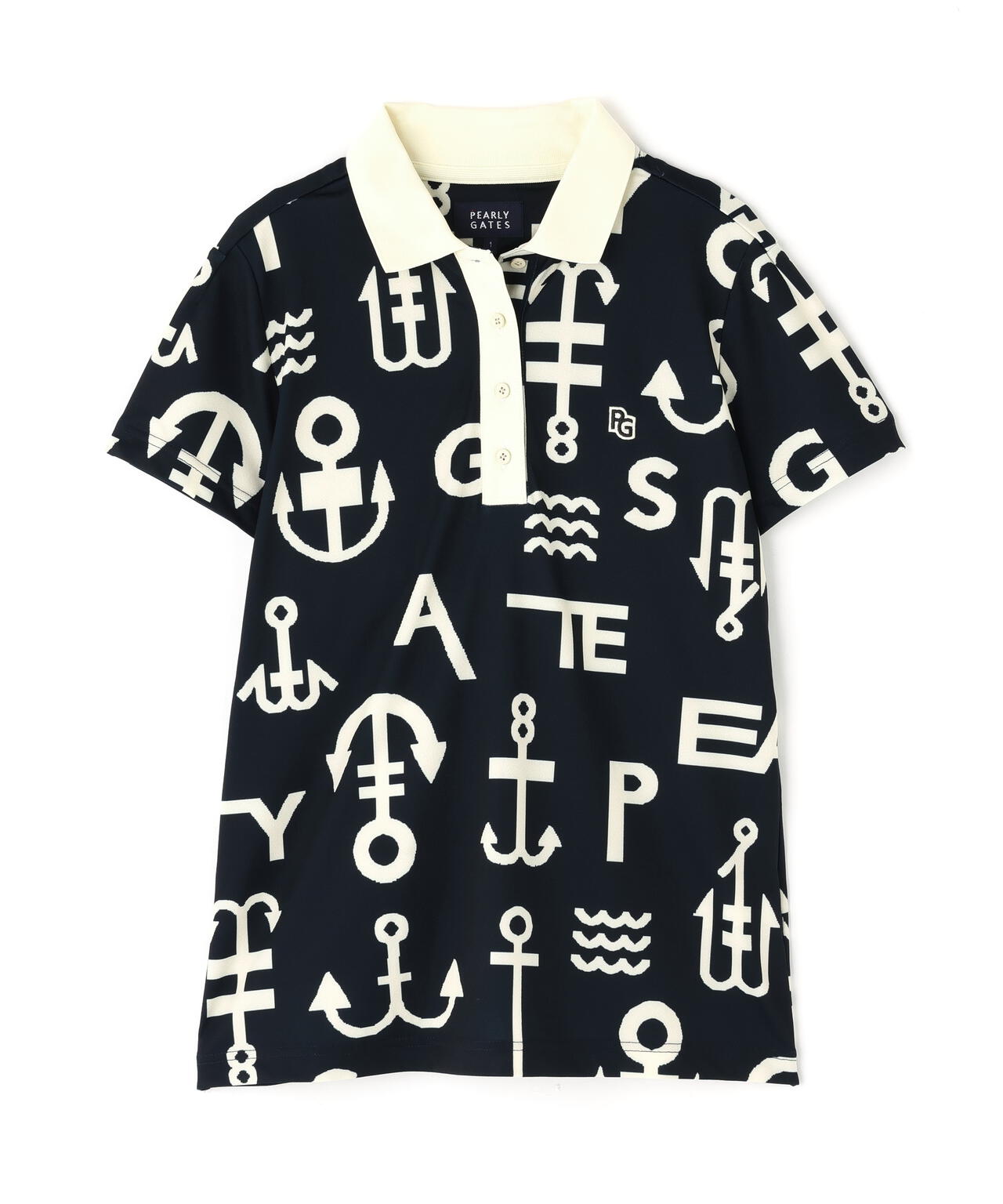 梨地半袖ポロシャツ ＜アンカーロゴ総柄＞