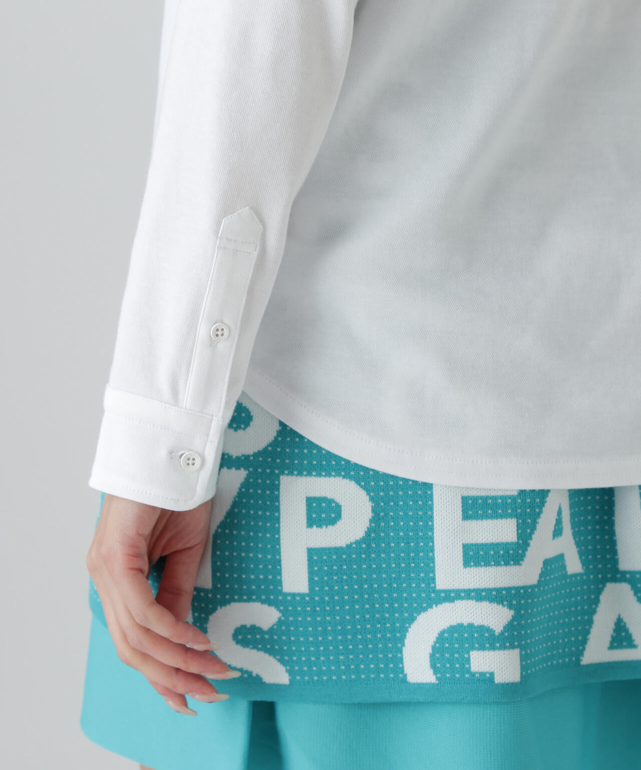 TCドットジャガード長袖ボタンダウンカットソー