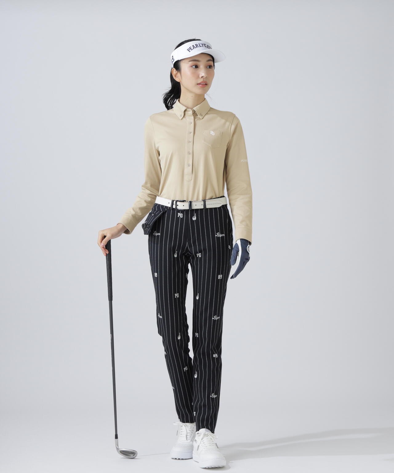 TCドットジャガード長袖ボタンダウンカットソー