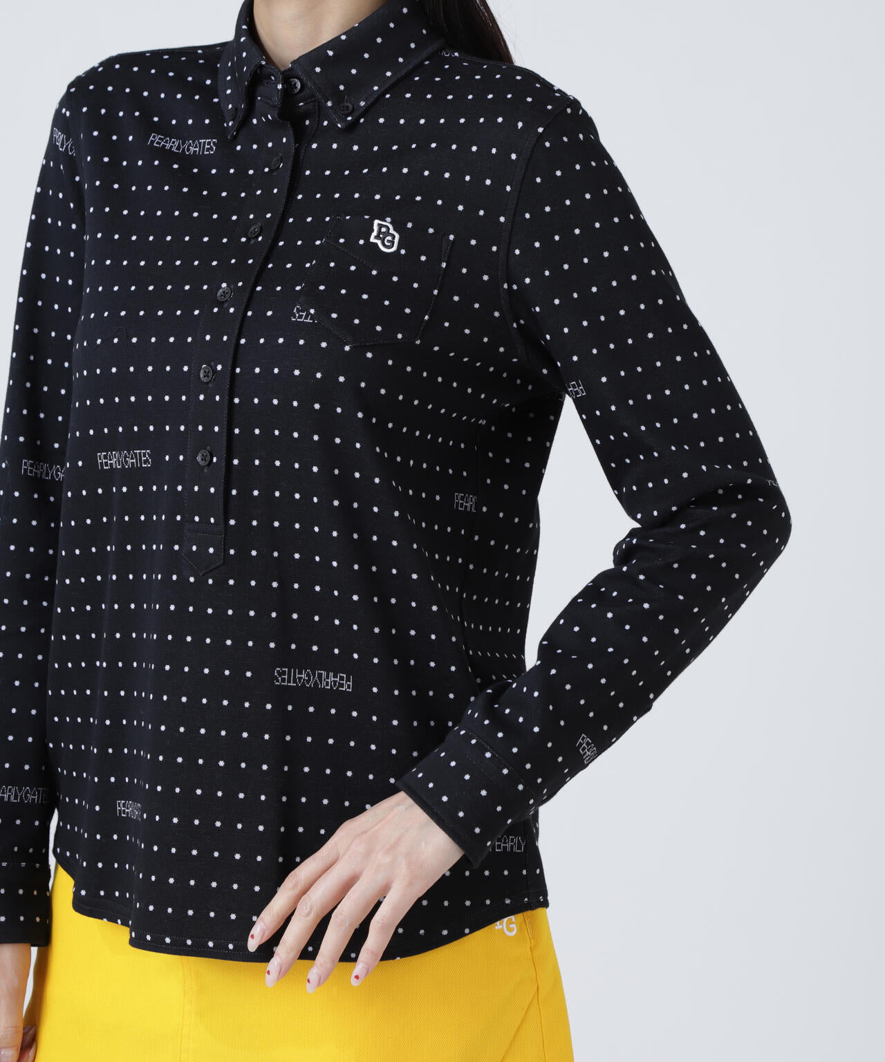 TCドットジャガード長袖ボタンダウンカットソー ＜ミニドット柄