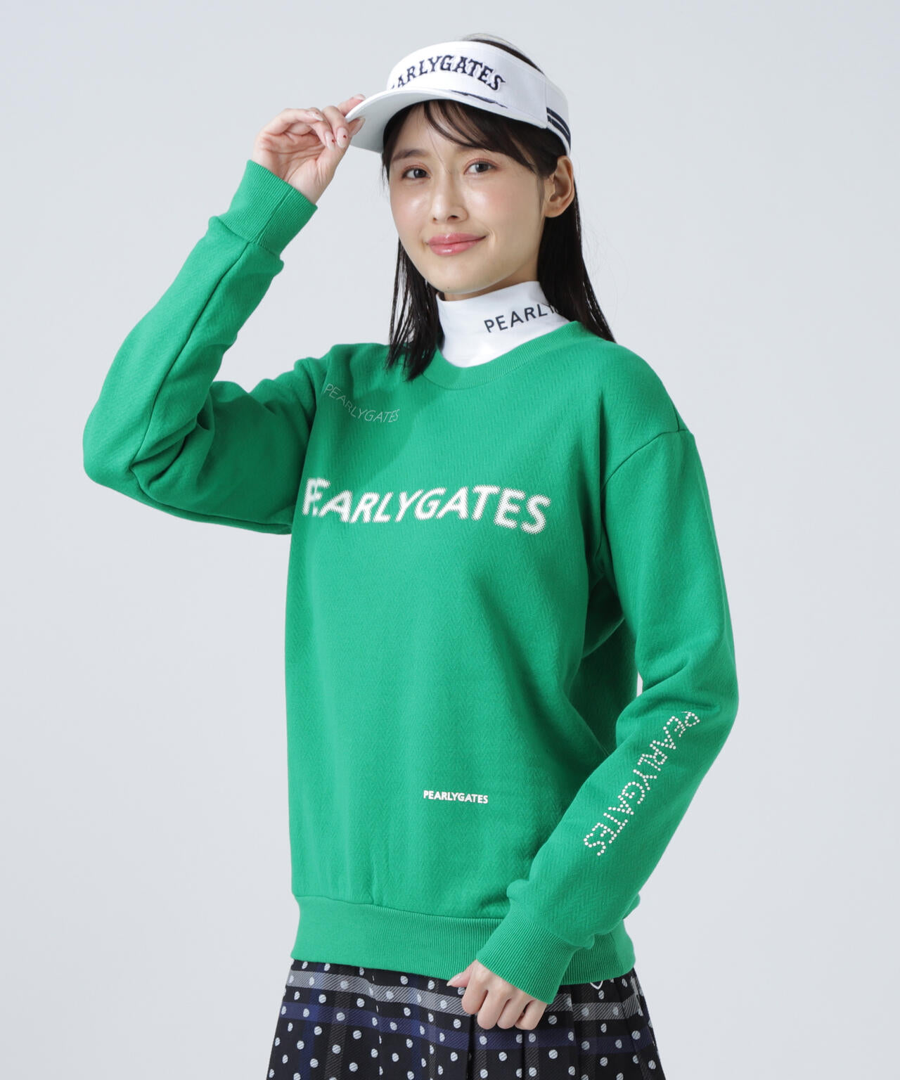 PEARLY GATES グレー パーカー サイズ5 ジグザグ裏毛ジャガードクルーネックスウェットプルオーバー