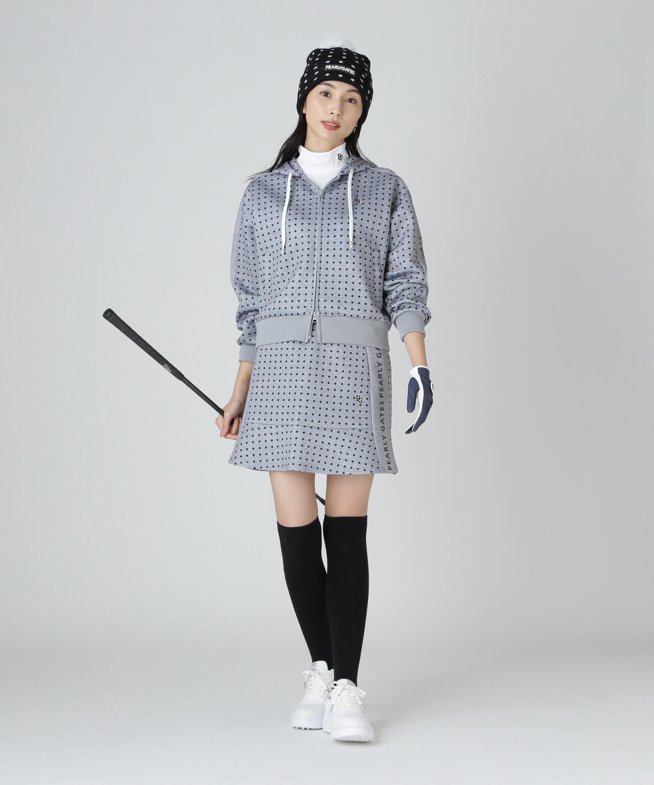 ダブルフェイス フルジップフーディ ＜ミニドット柄＞