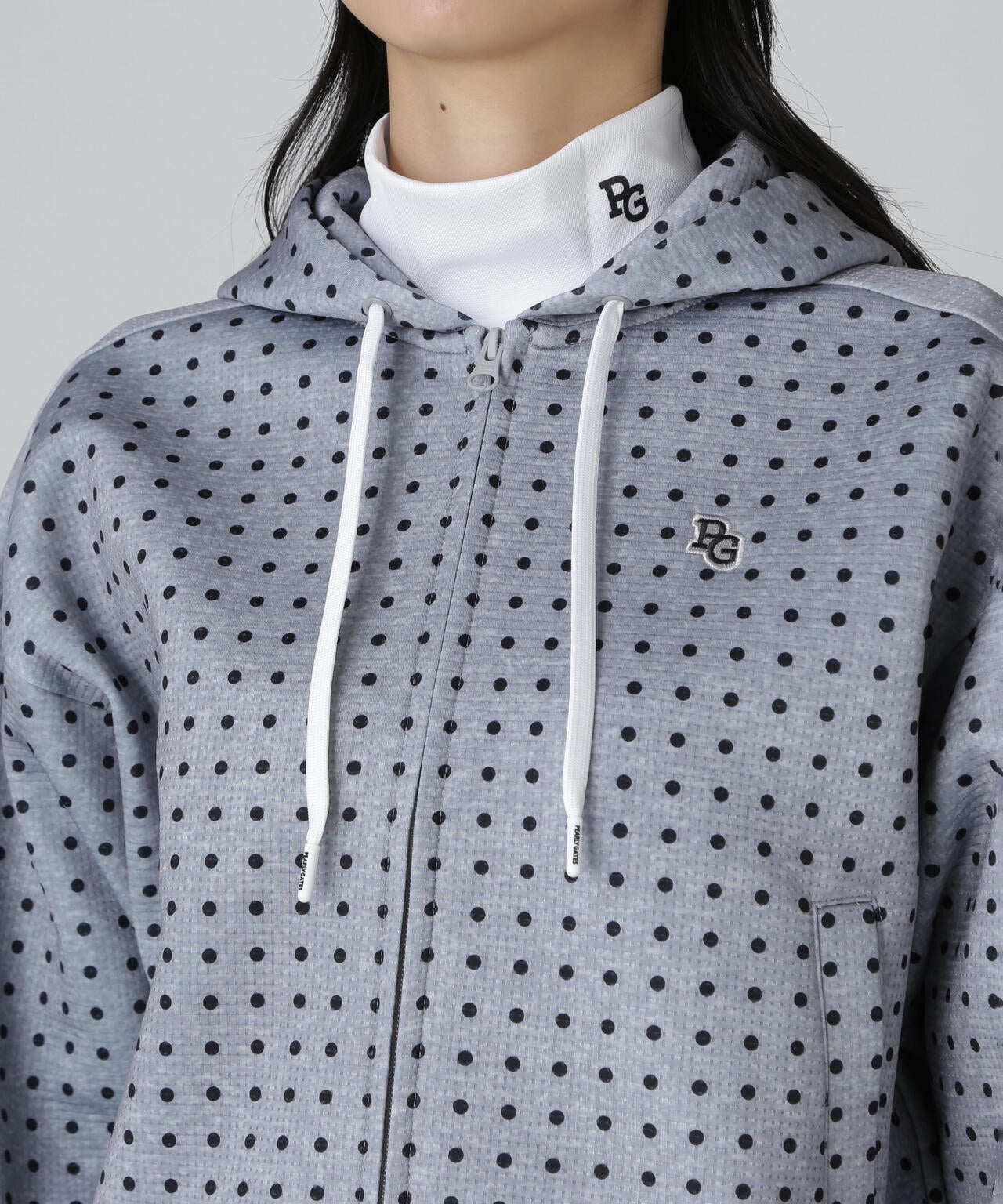ダブルフェイス フルジップフーディ ＜ミニドット柄＞