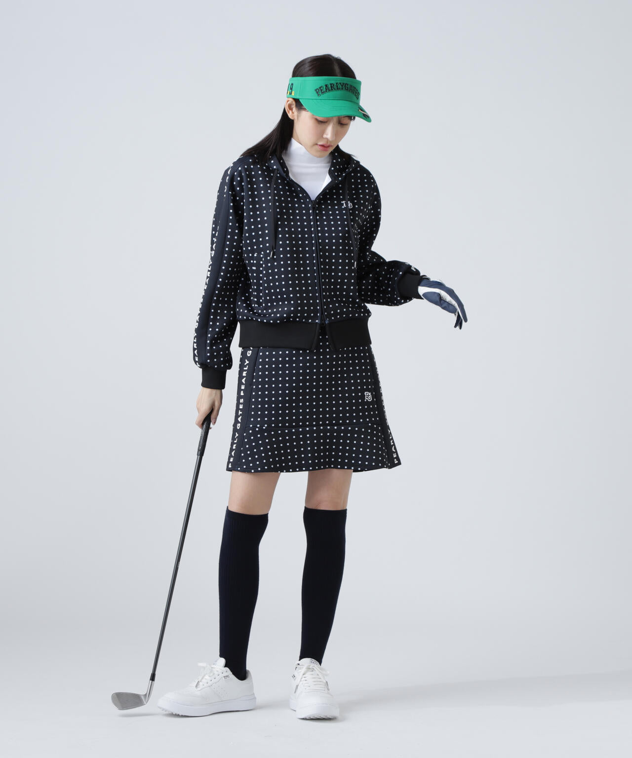 ダブルフェイス フルジップフーディ ＜ミニドット柄＞