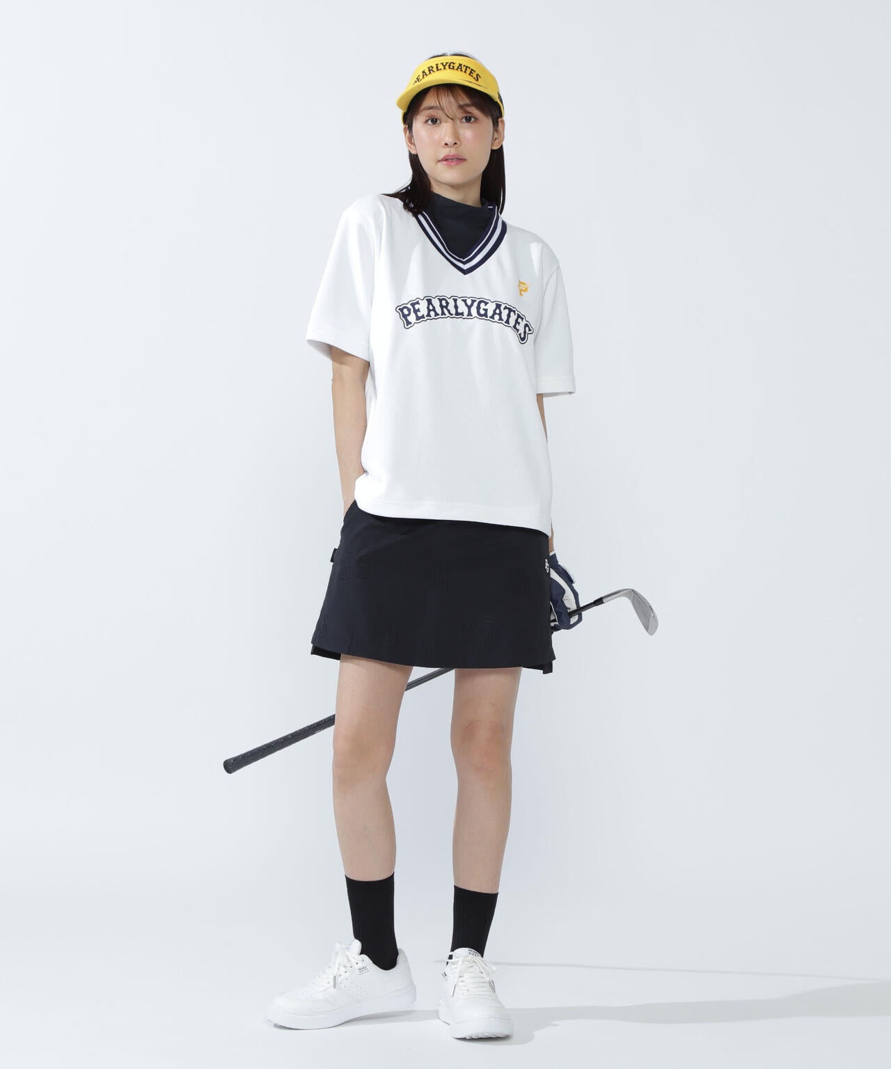 高通気ダブルフェイス半袖Vネックカットソー | PEARLY GATES（パーリー