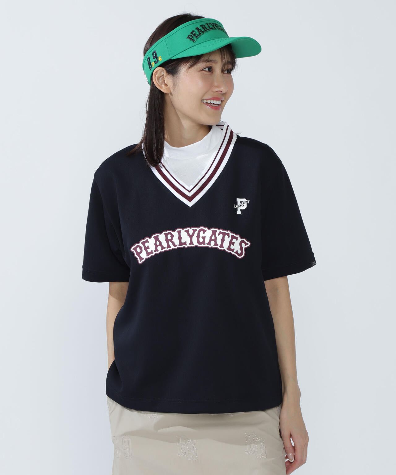 高通気ダブルフェイス半袖Vネックカットソー | PEARLY GATES（パーリー