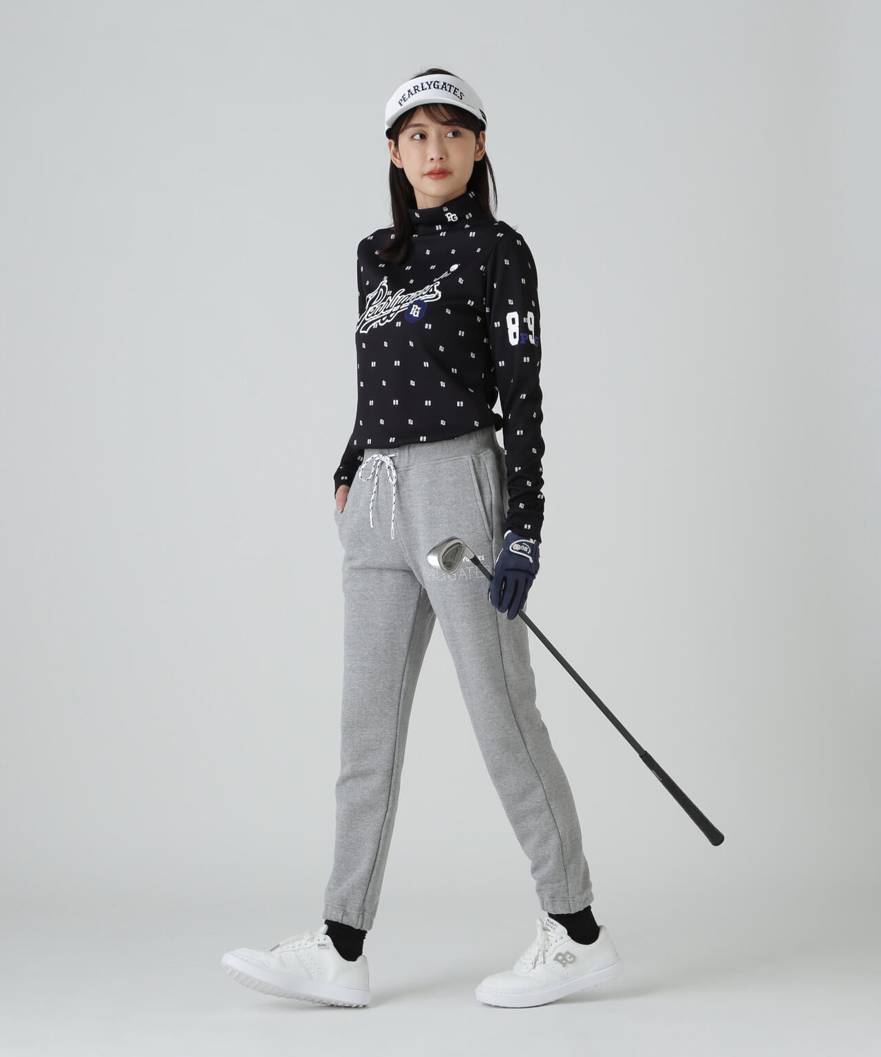 鹿の子ダンボールゼブラ長袖ハイネックカットソー ＜PG89ロゴ柄＞