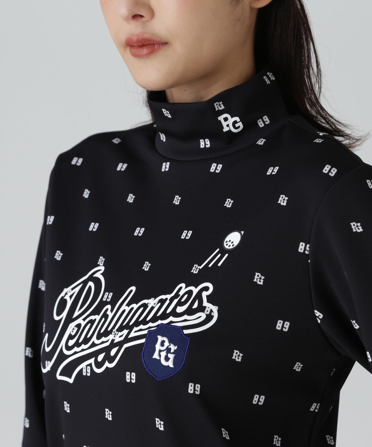 鹿の子ダンボールゼブラ長袖ハイネックカットソー ＜PG89ロゴ柄＞