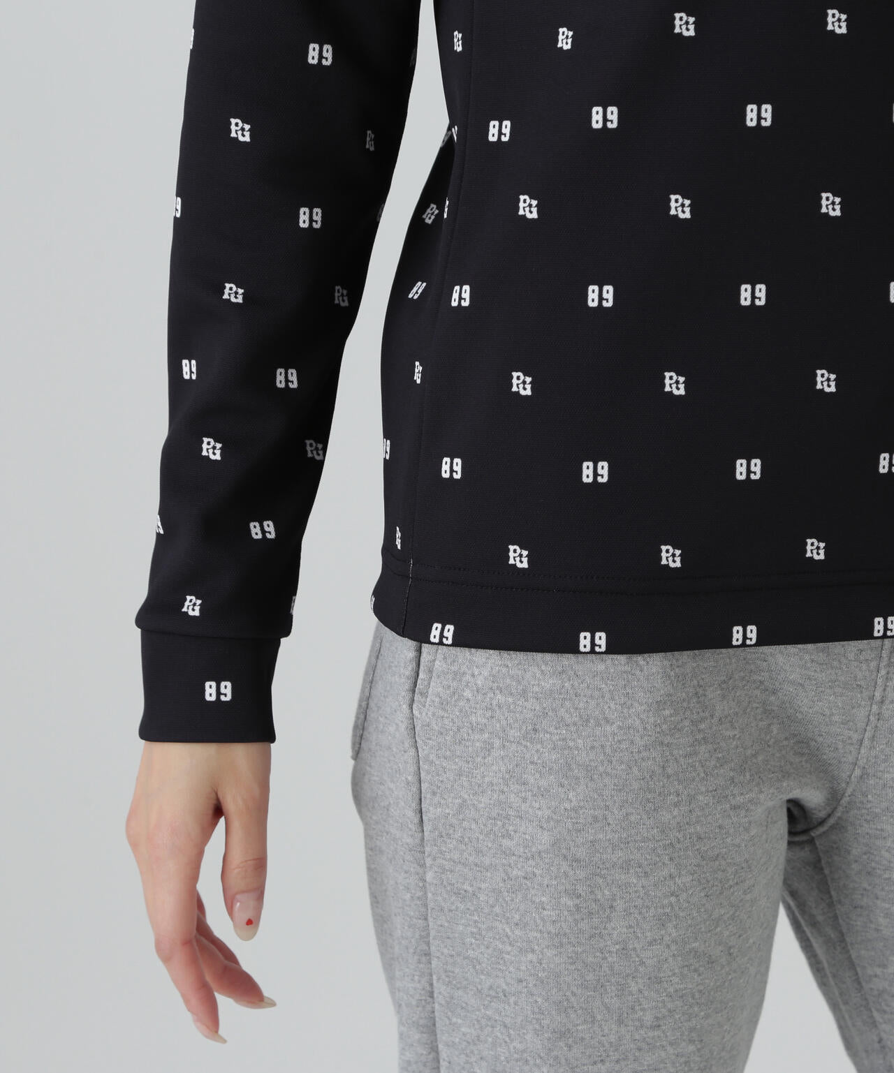 鹿の子ダンボールゼブラ長袖ハイネックカットソー ＜PG89ロゴ柄