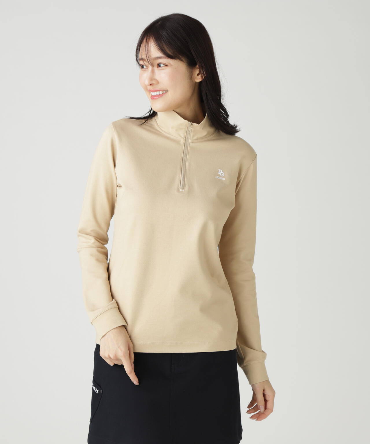 【PGHORSE】ソフトフィールポンチ長袖ハーフジップカットソー