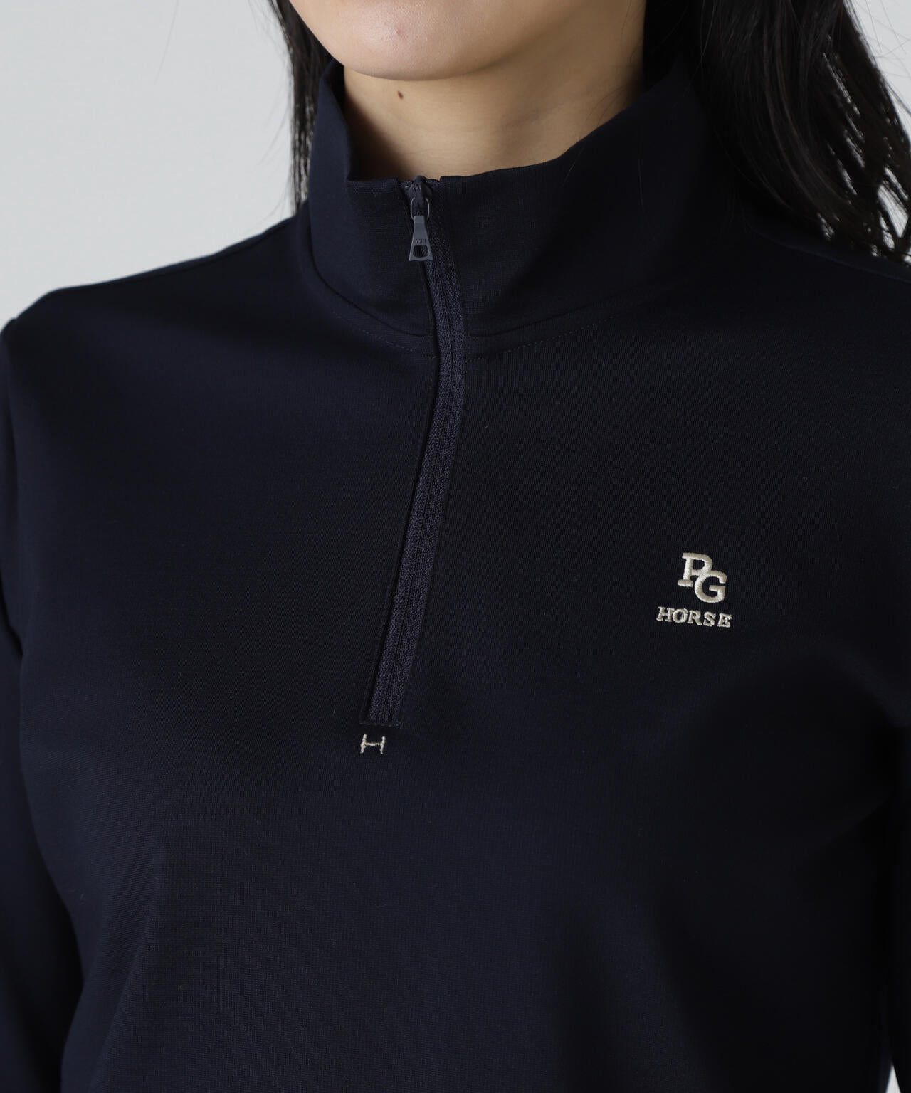 【PGHORSE】ソフトフィールポンチ長袖ハーフジップカットソー