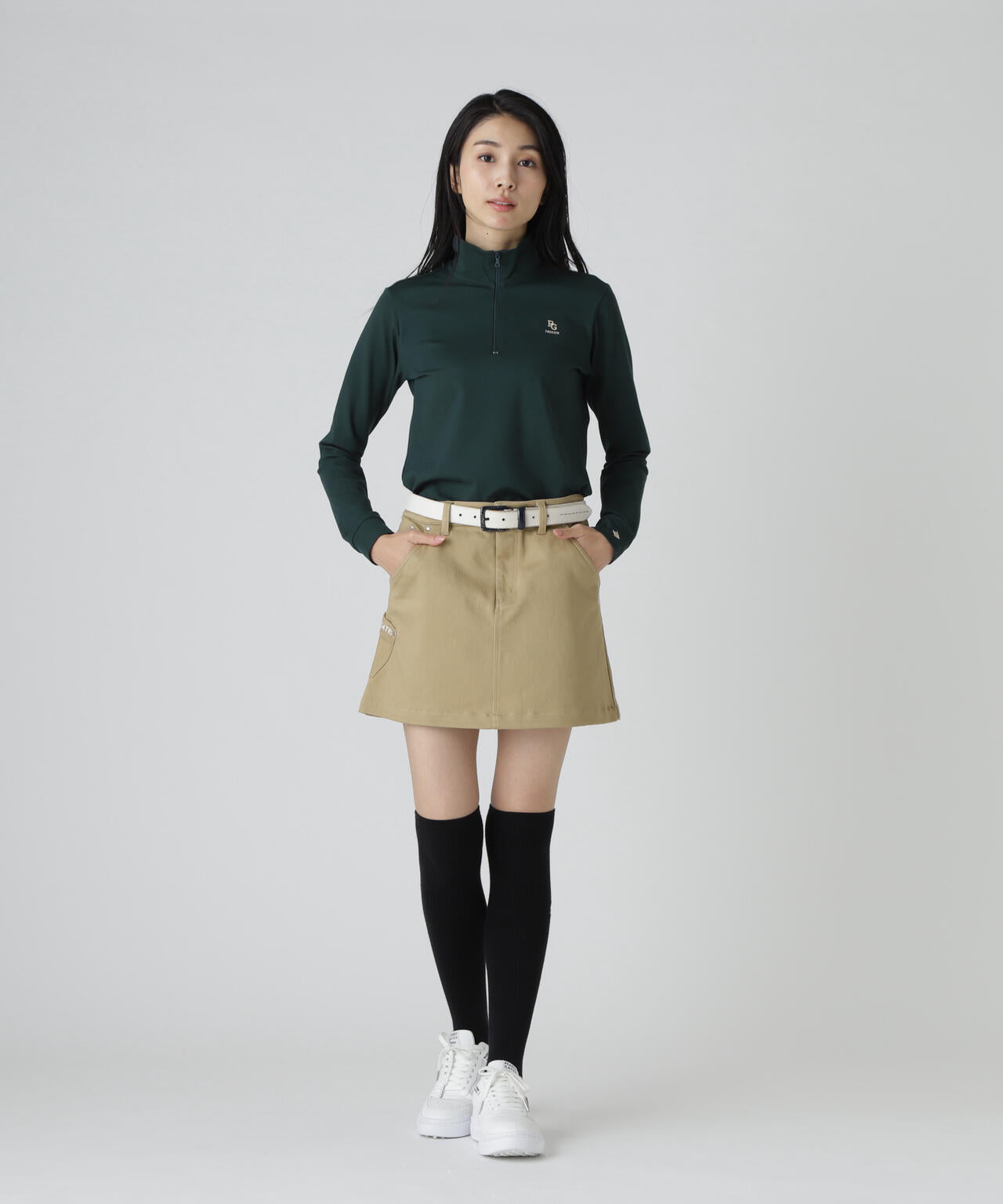 PGHORSE】ソフトフィールポンチ長袖ハーフジップカットソー