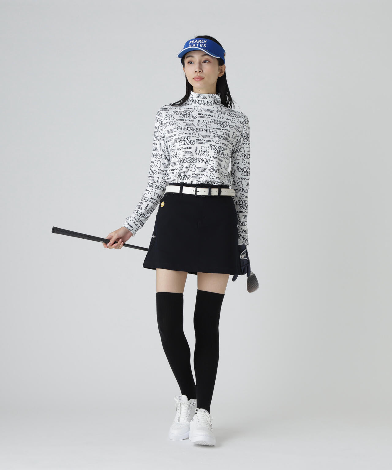 裏起毛ベア天竺長袖ハイネックカットソー ＜ロゴ×花柄プリント＞