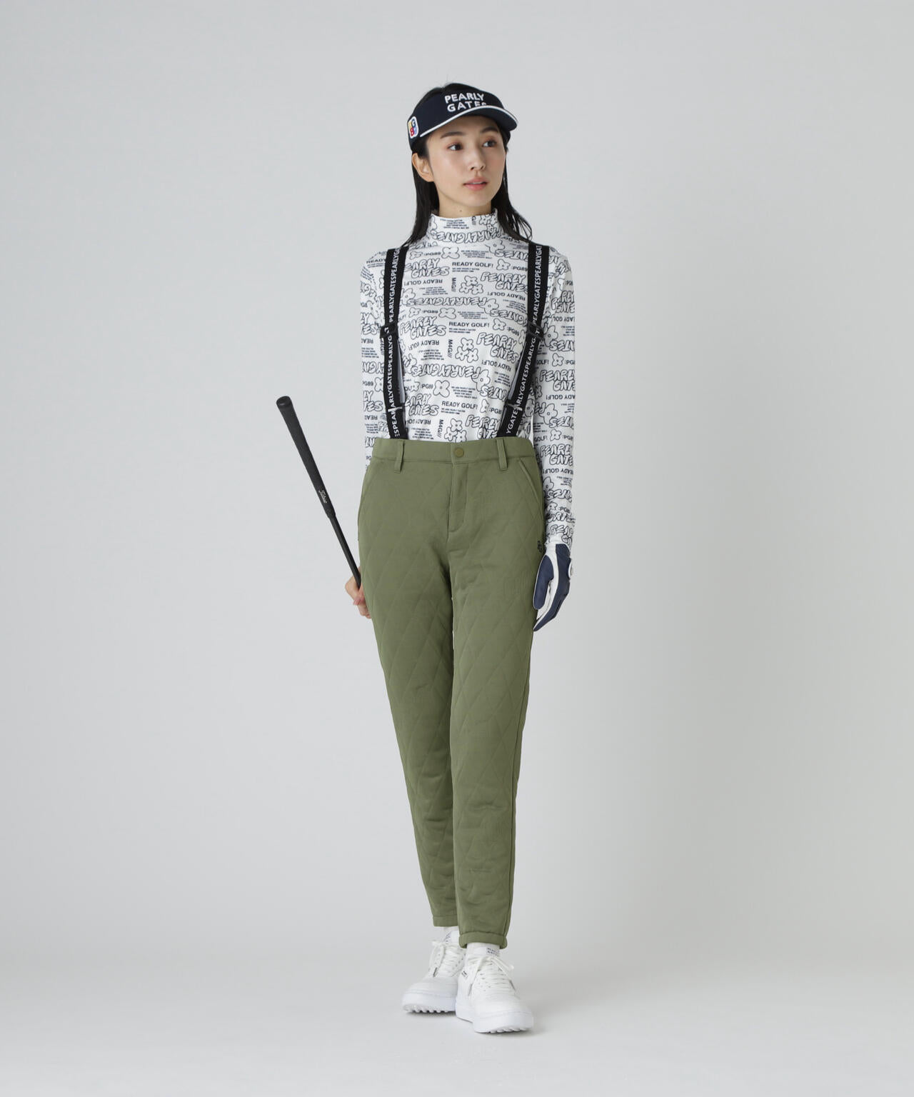 裏起毛ベア天竺長袖ハイネックカットソー ＜ロゴ×花柄プリント＞