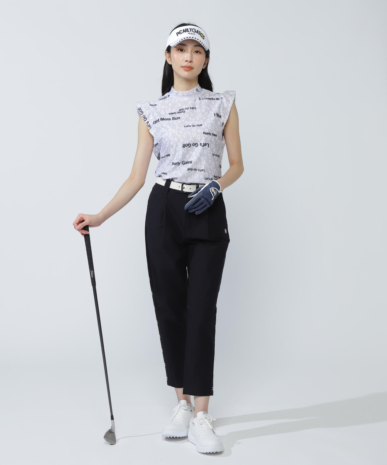 トリコット4WAYブロックジャガードフリル袖モックネックカットソー