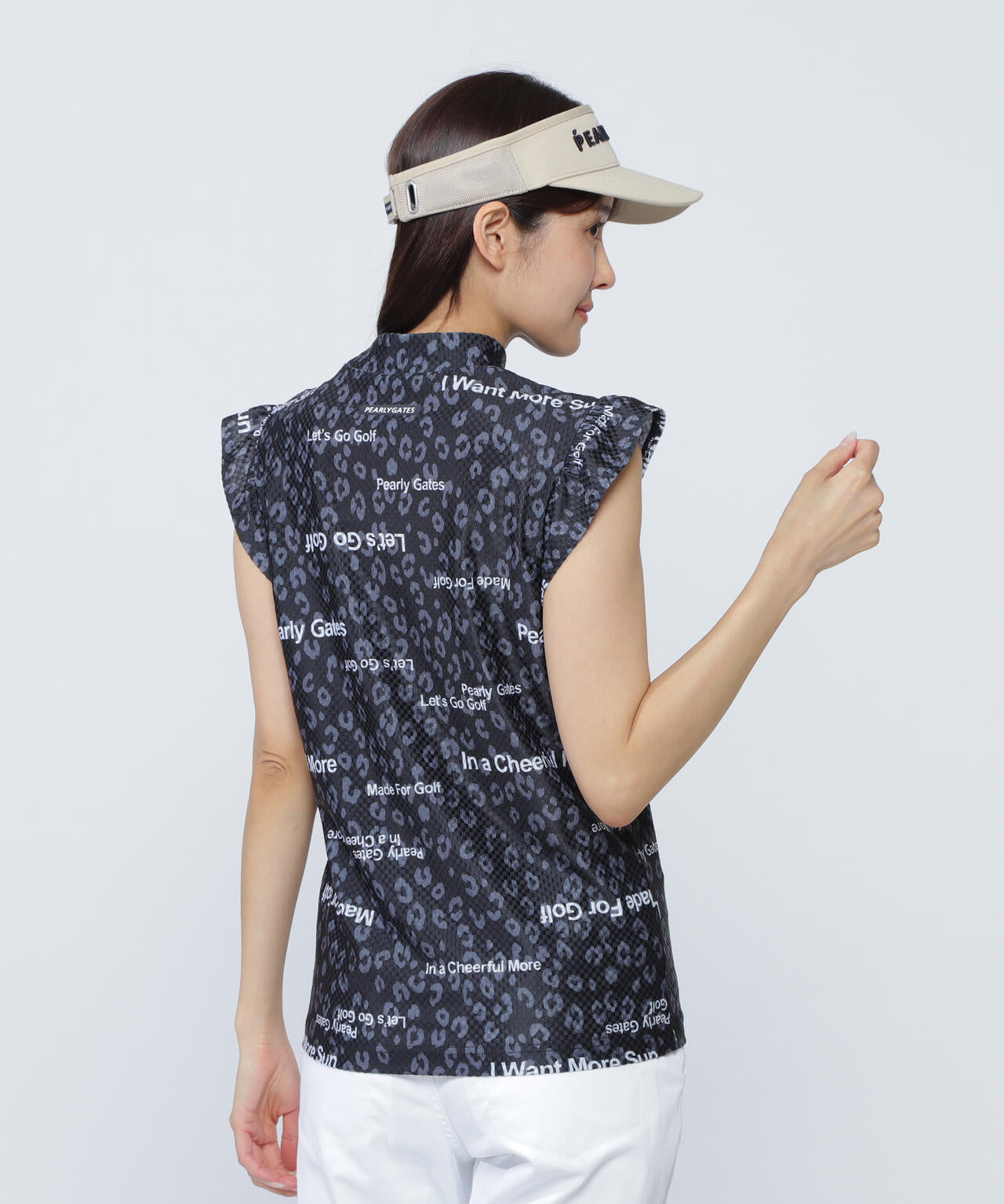 96Nan♥ページ トリコット4WAYブロックジャガードフリル袖モックネックカットソー