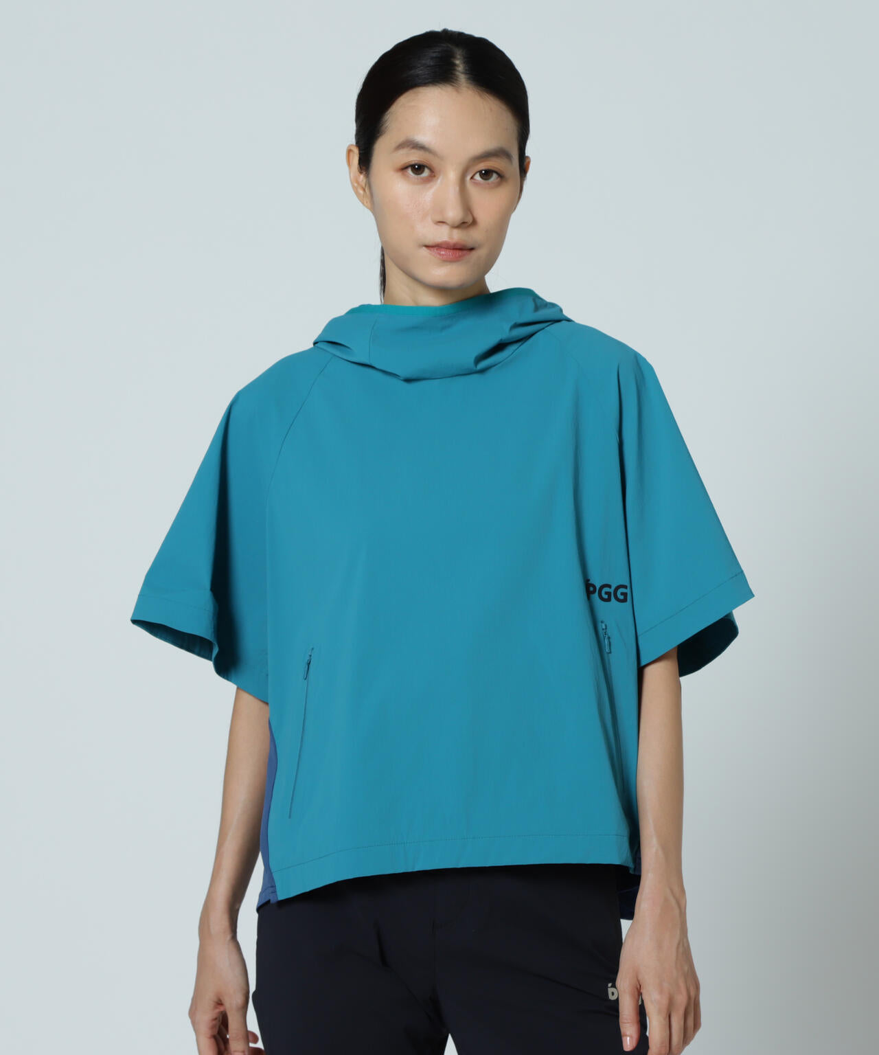 【PGG】【直営店舗&公式オンライン限定】Nyストレッチリップストップ半袖フーディプルオーバー (LADIES)