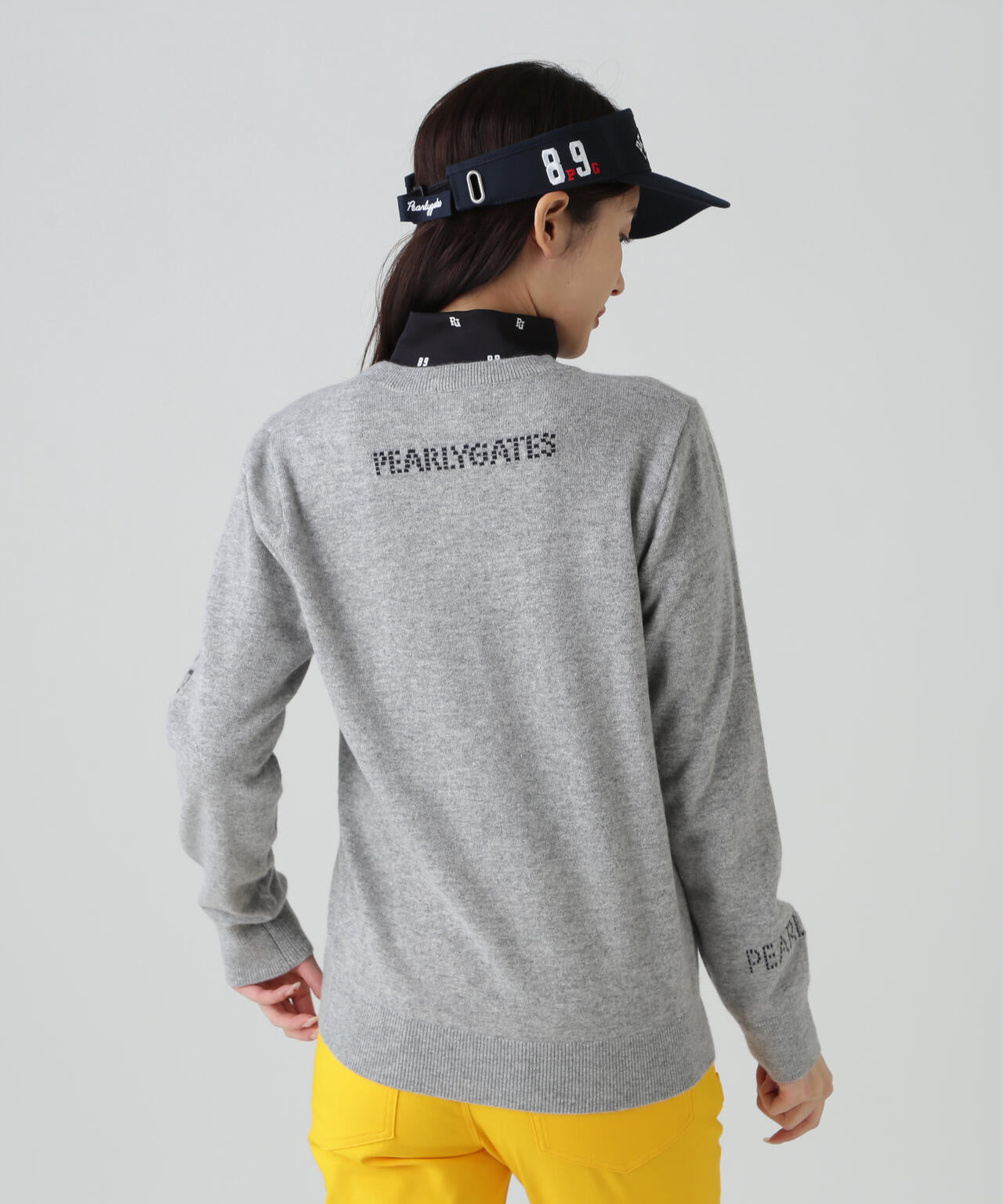 12G部分ジャガードカシミヤ100クルーネックニットプルオーバー