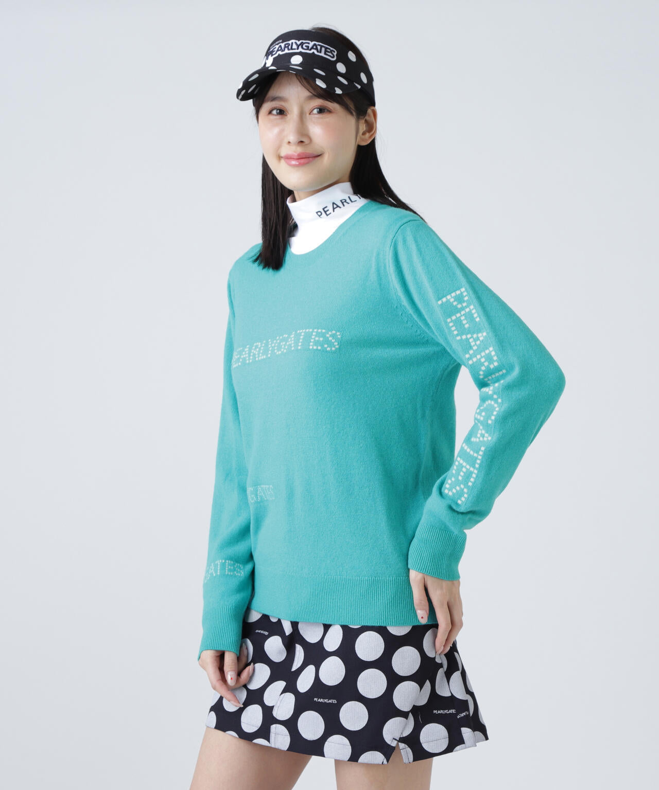 パーリーゲイツ】現行2025年カシミアタッチ 総柄 プルオーバーニットセーターM パーリーゲイツ】現行2025年カシミアタッチ 総柄 プルオーバーニット