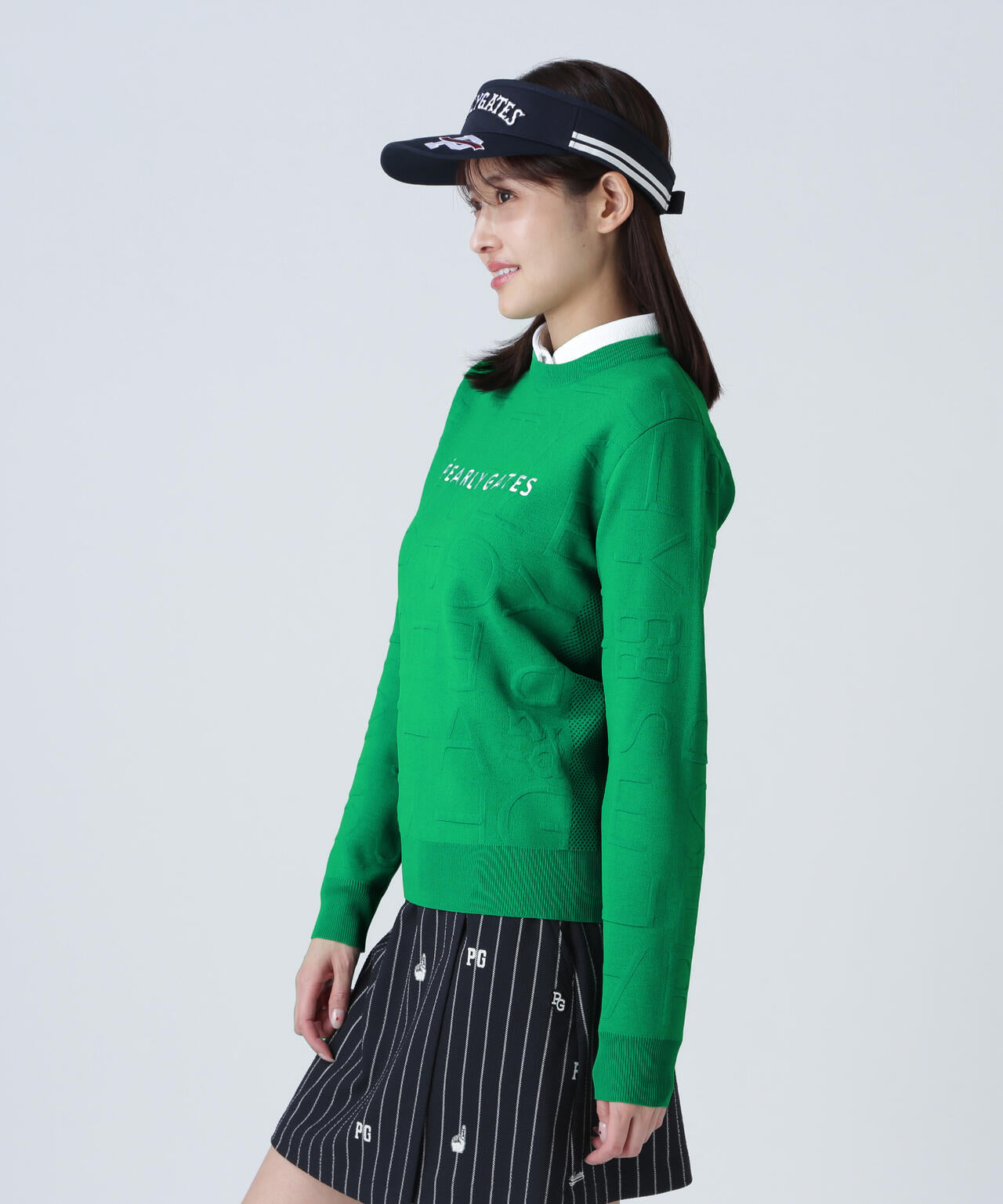 14Gクルーネックニットプルオーバー ＜ジャガードロゴ総柄＞