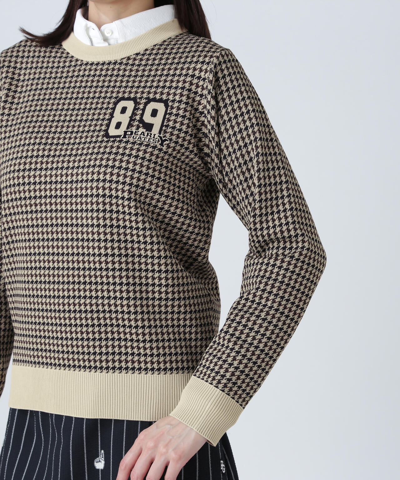 14Gダブルジャガードクルーネックニットプルオーバー ＜ガンクラブチェック柄＞