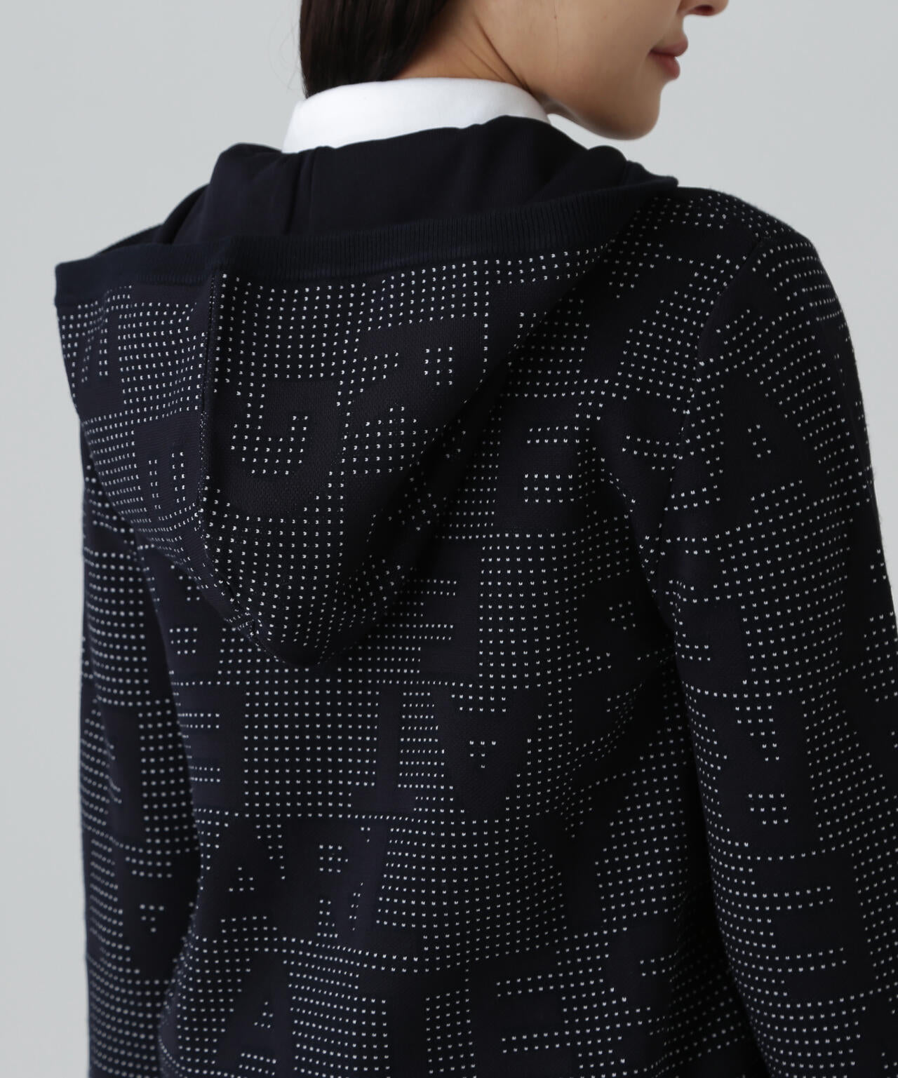 12Gダブルジャガードロゴ総柄フルジップニットフーディ | PEARLY GATES