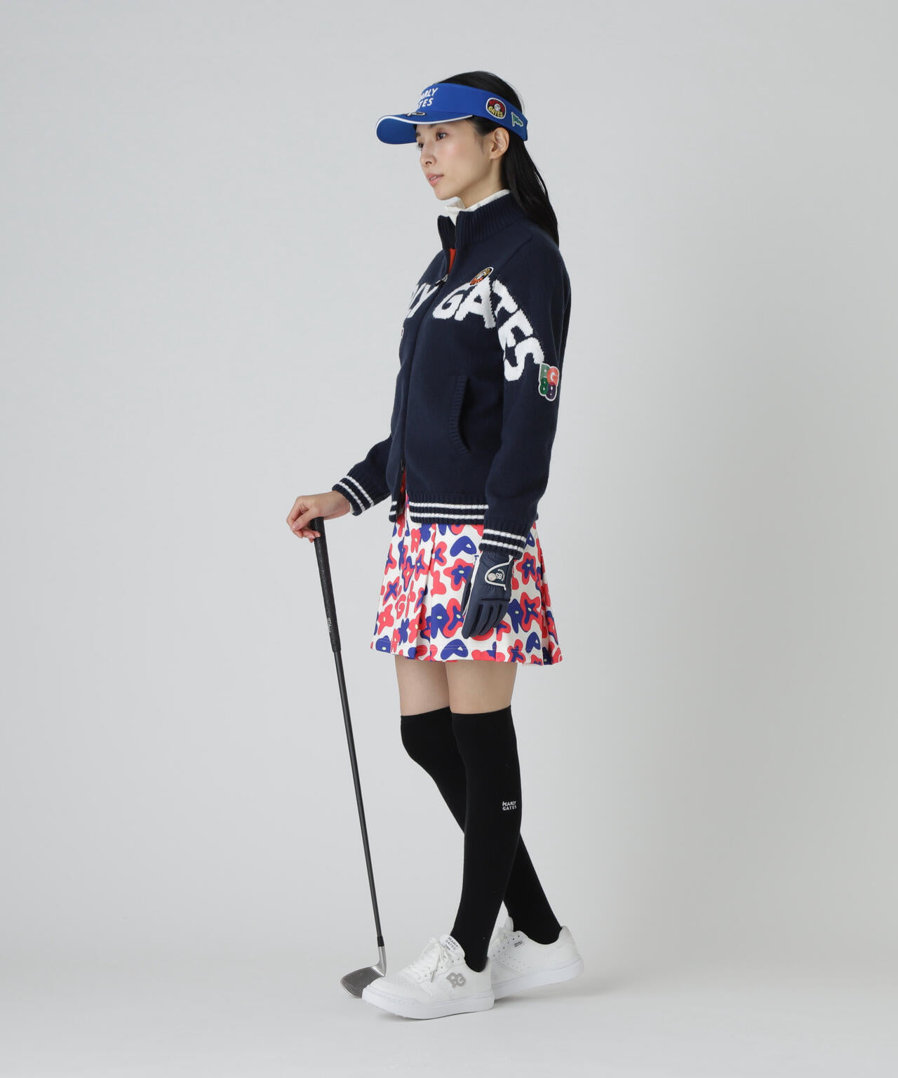 7G部分ジャガード×ストレッチ裏地フルジップニットブルゾン | PEARLY