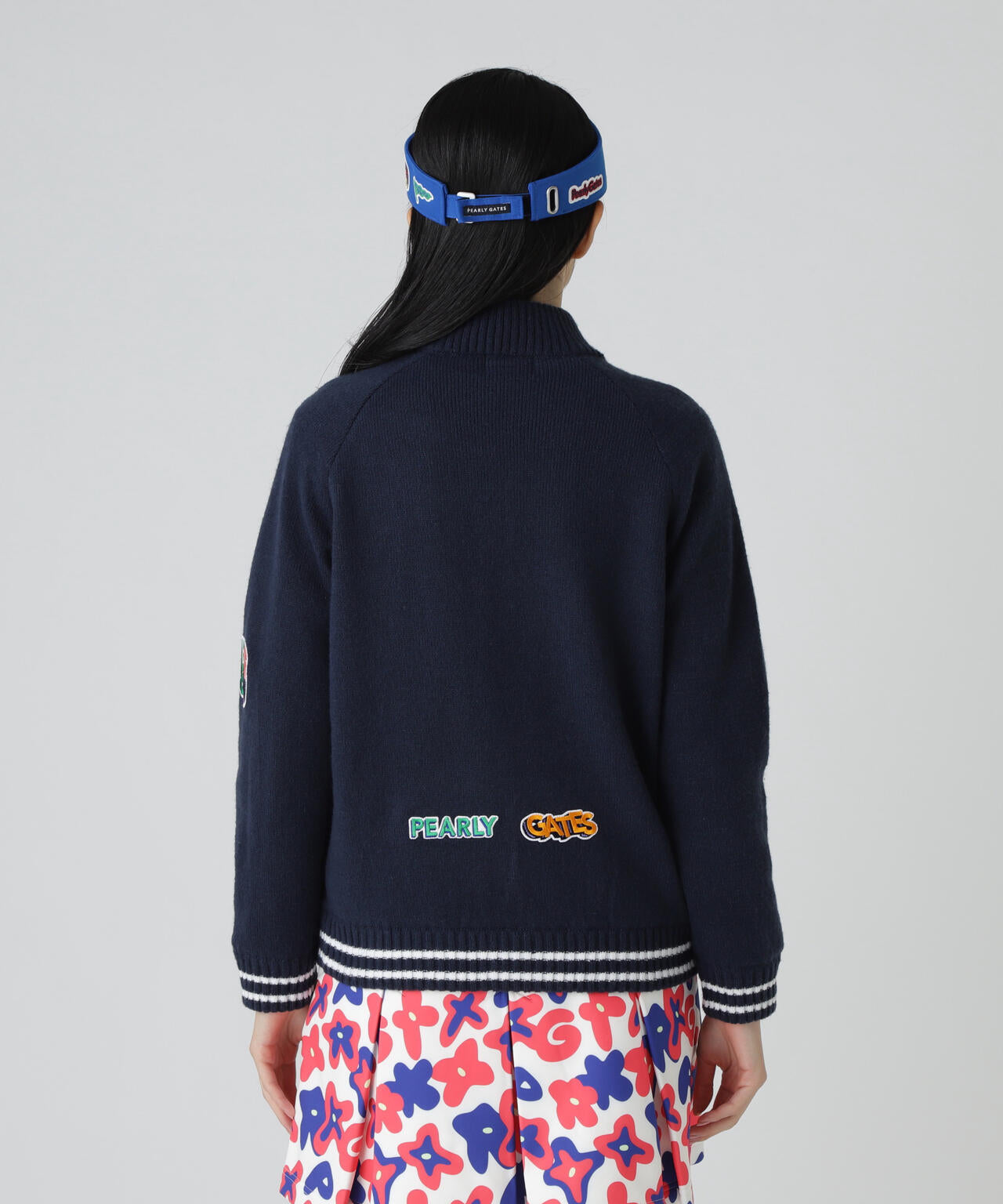 7G部分ジャガード×ストレッチ裏地フルジップニットブルゾン | PEARLY