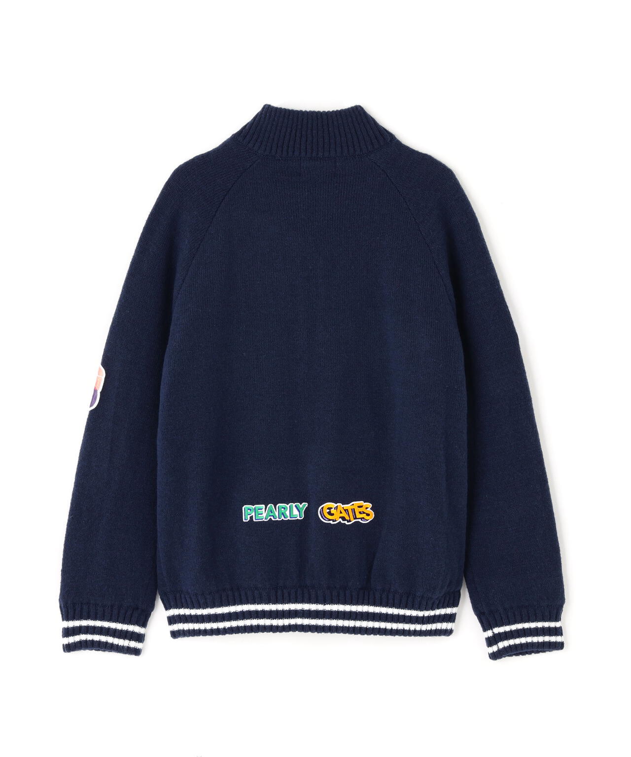 7G部分ジャガード×ストレッチ裏地フルジップニットブルゾン | PEARLY