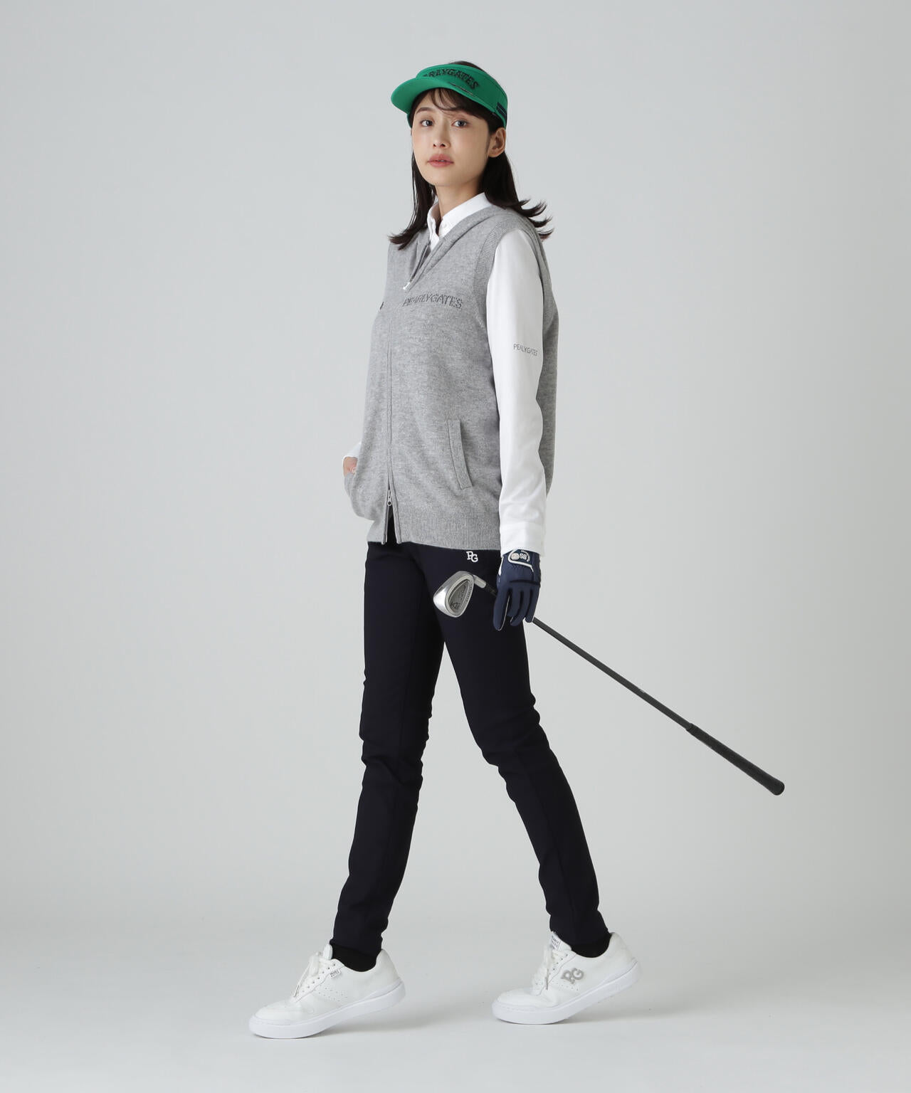 12G部分ジャガードカシミヤ100フルジップニットフーディベスト