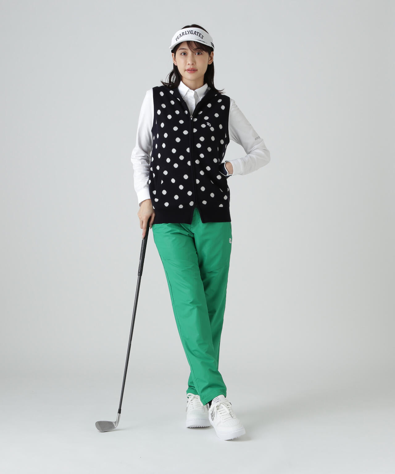 14Gダブルジャガードカシミヤ混フルジップニットフーディベスト ＜ランダムドット柄＞