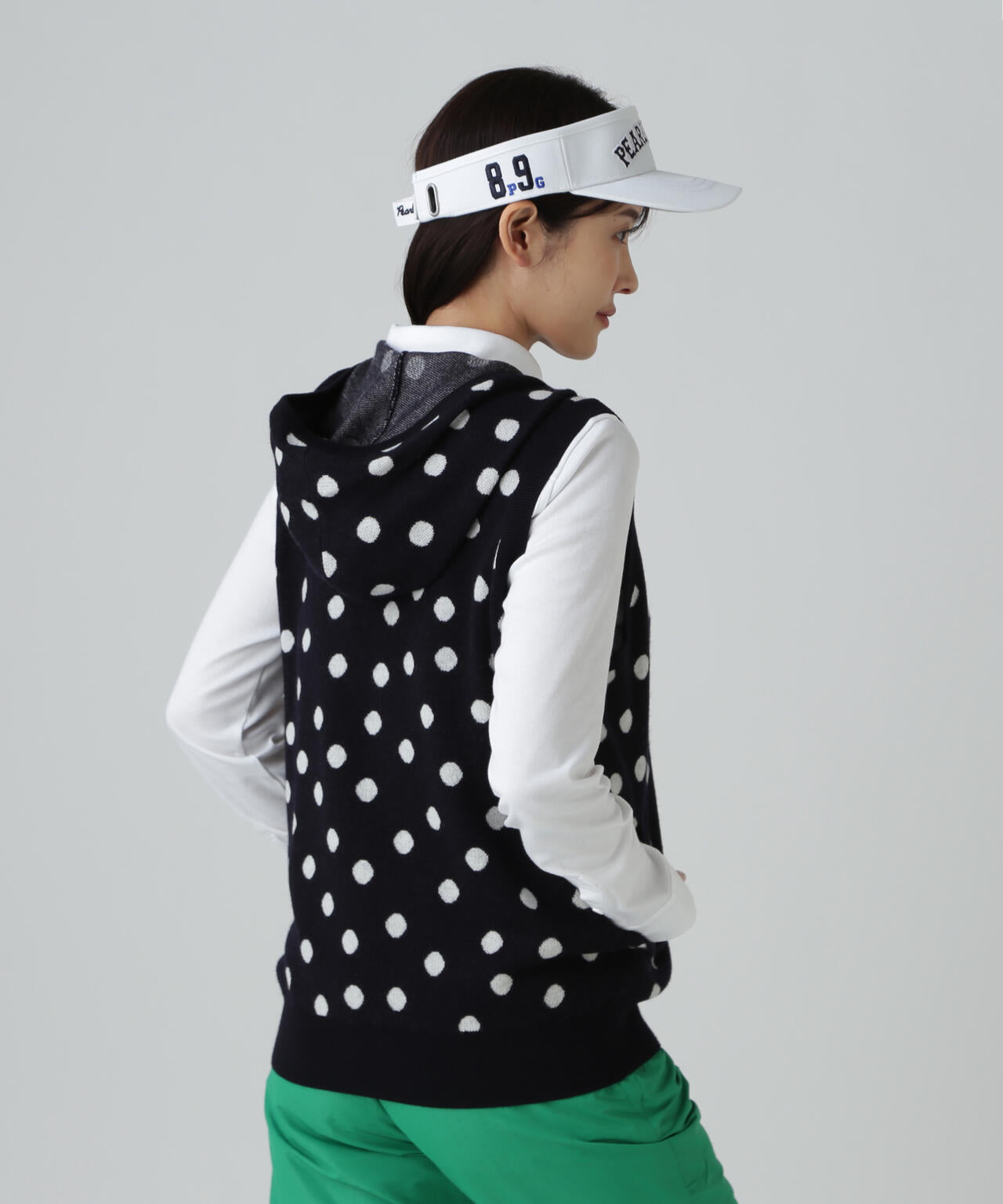 PEARLY GATES ニットダブルジップアップベスト 14Gダブルジャガードカシミヤ混フルジップニットフーディベスト