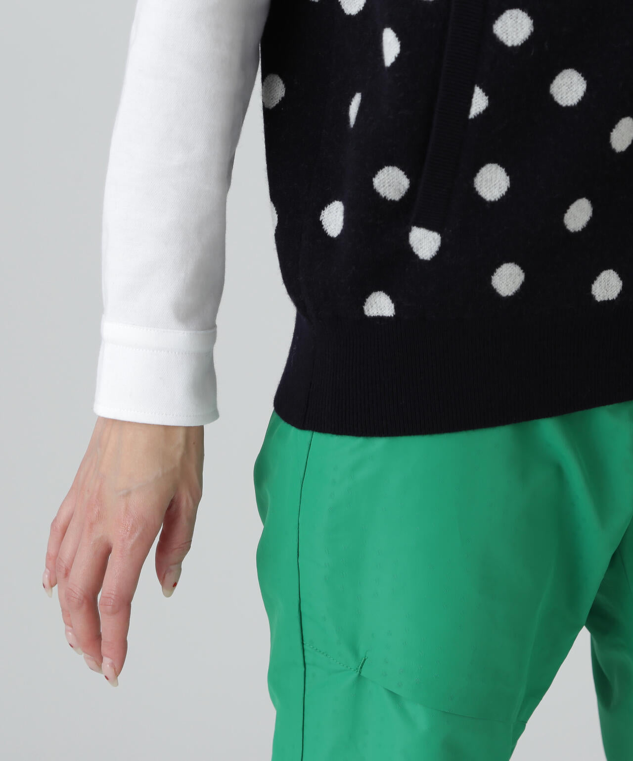 14Gダブルジャガードカシミヤ混フルジップニットフーディベスト