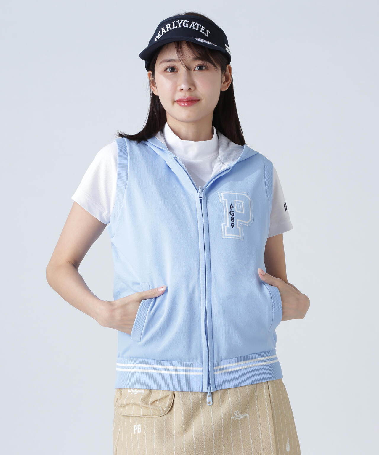 ジャガードリバーシブル フルジップフーディニットベスト